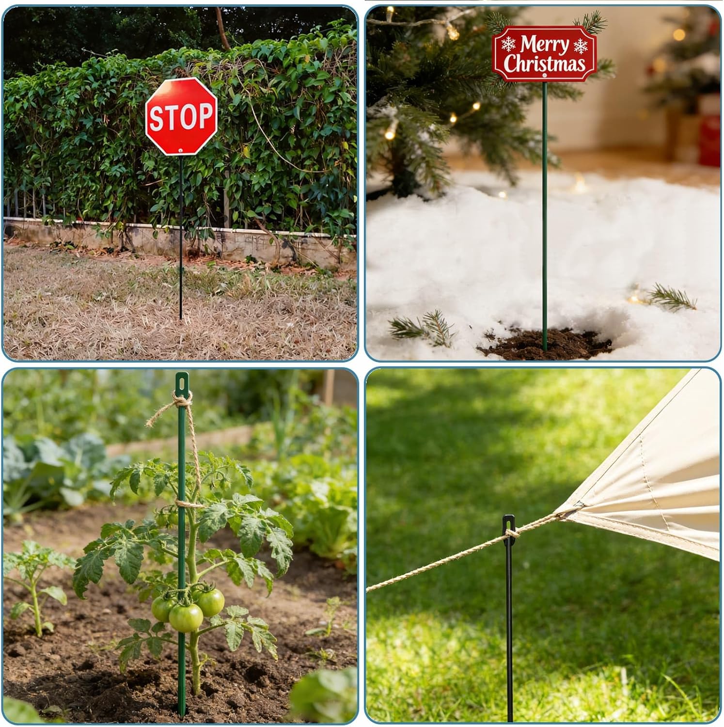 31“ Metal Stakes for Yard Signs, 0.32 Inch Thick, Solid Metal Sign Holder, Hardware Included (Black)