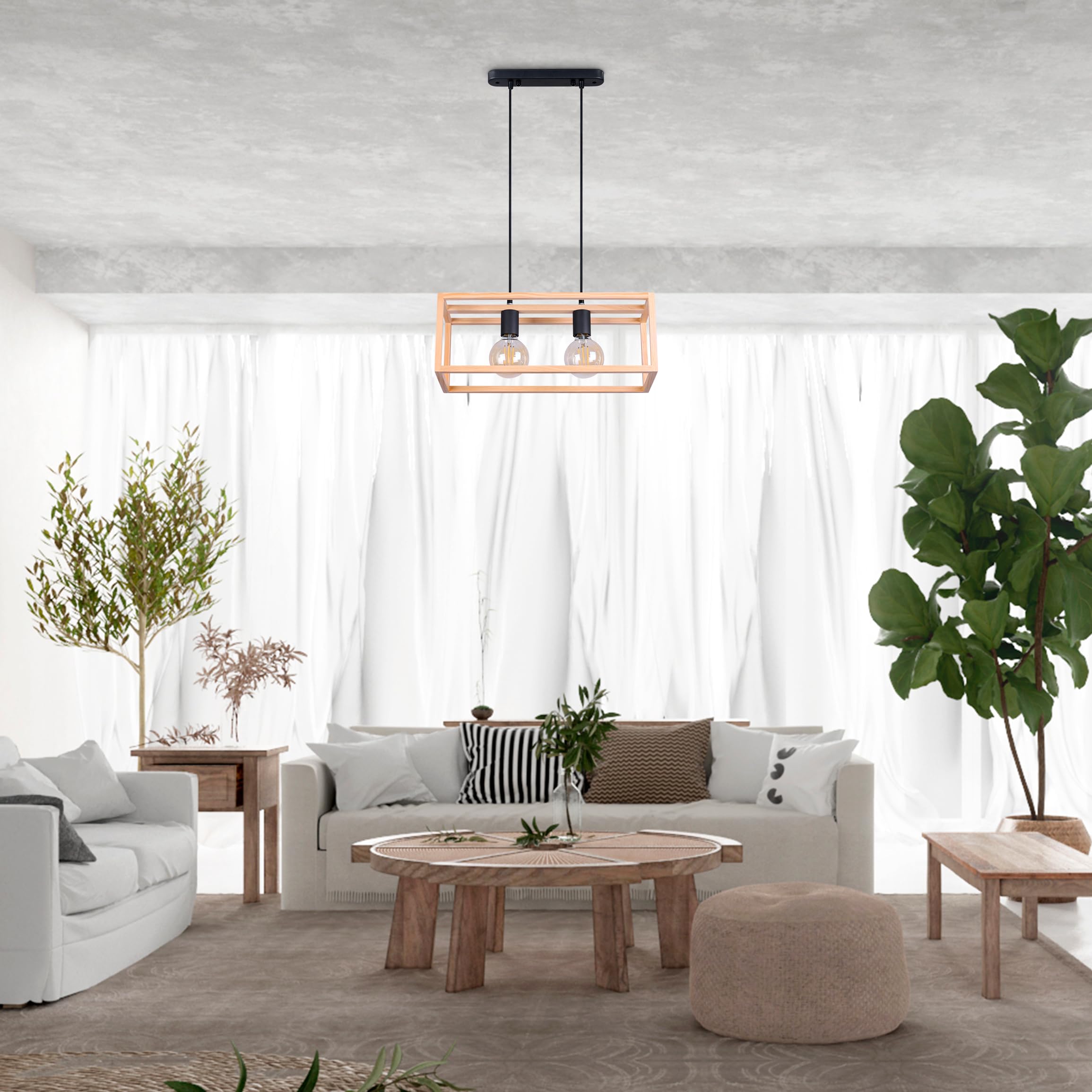 Paco Home Pendellamp Deco Woonkamer Hanglamp Eetkamer Lamp Eettafel Verlichting Slaapkamer Lampenkap Hout E27, Soort lamp:Hanglamp - Type 3, Kleur:Hout