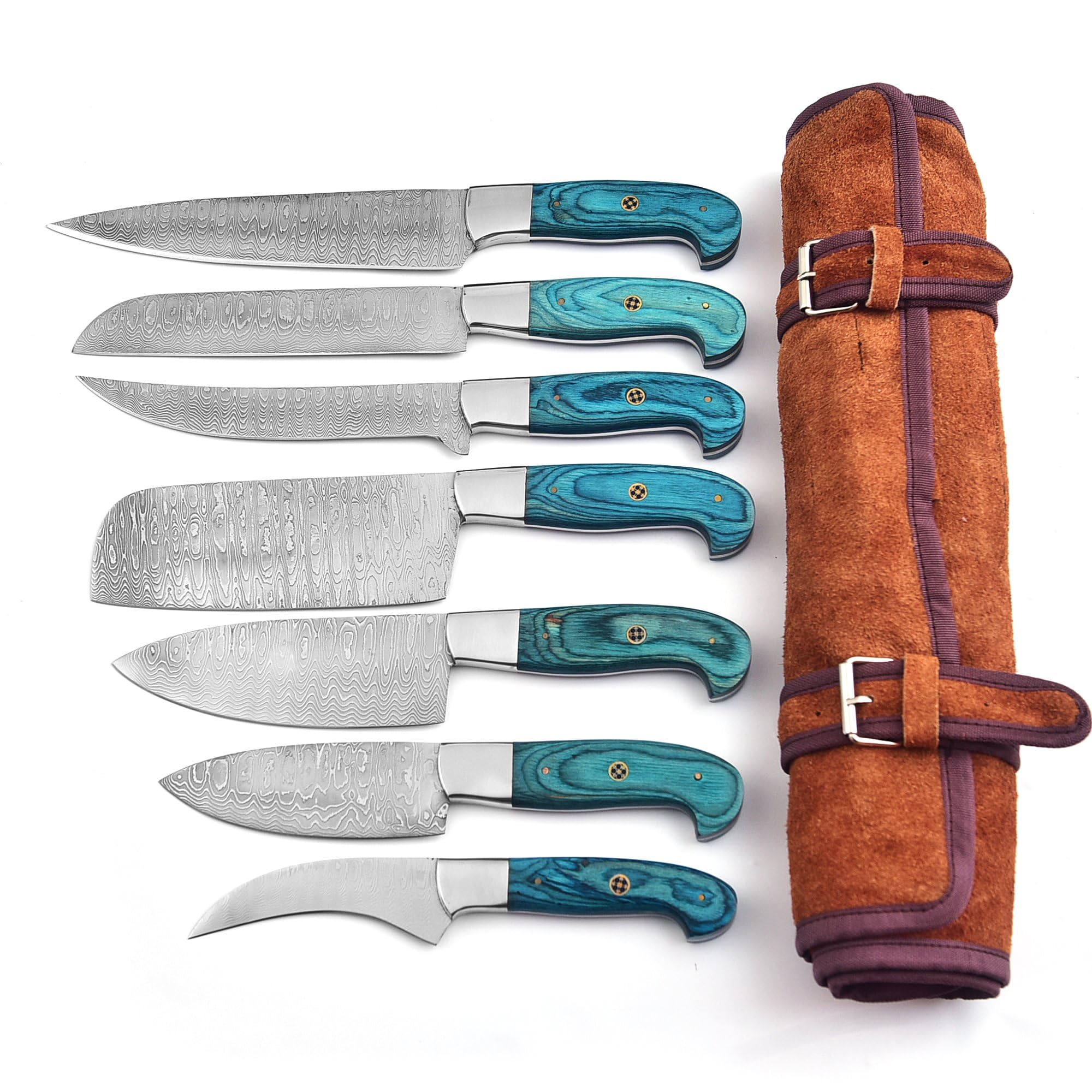 101-1 Stainless Steel Damascus Kitchen Knife Hand Forged Butcher Chef Knife 8" Sharp Blade Knife for Home Camping BBQ Gift for Men 101-1 (1) — Amazon image 6
