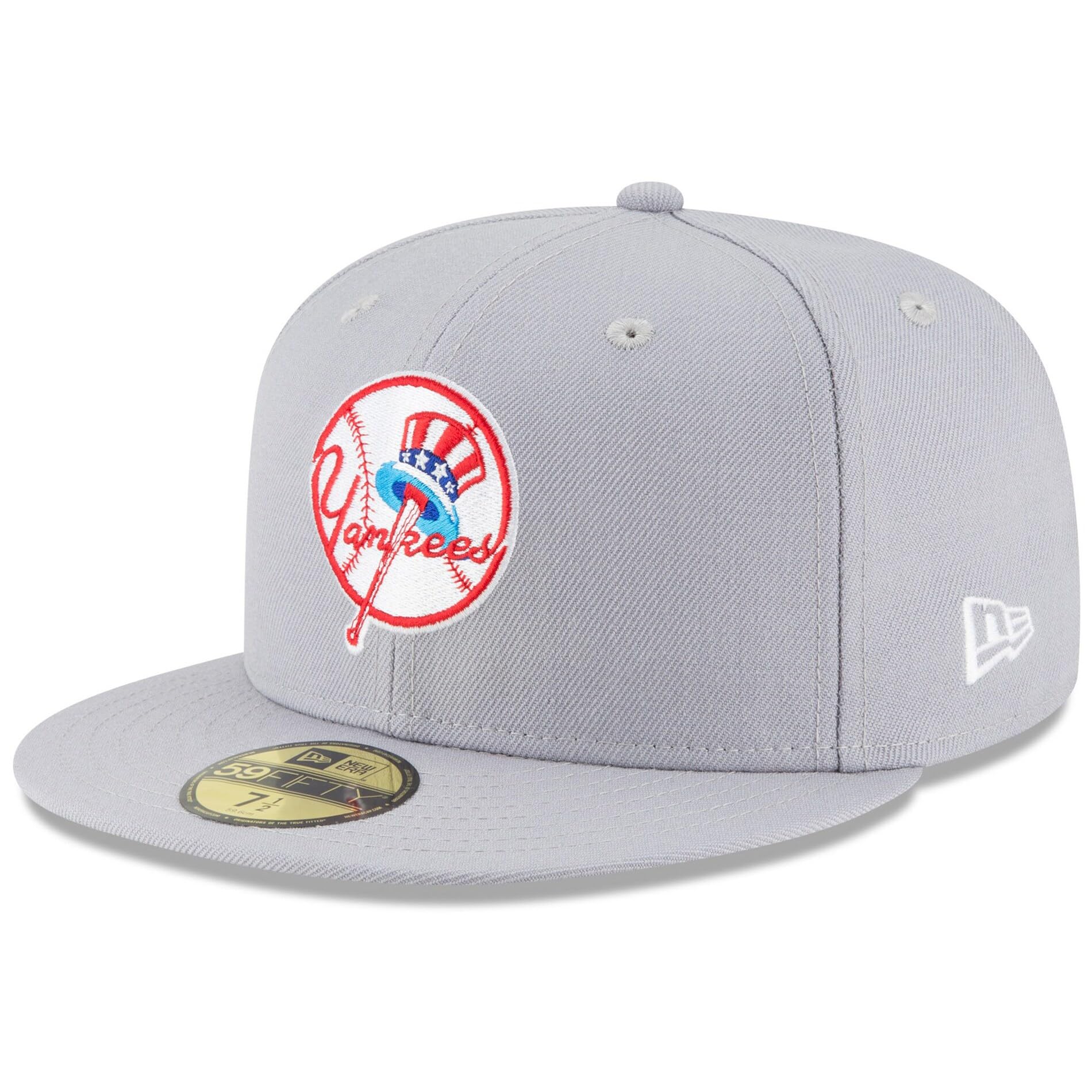 New Era MLB 59FIFTY Baseballkappe, New York Yankees, Team-Farbe, Cooperstown-Logo, authentische Kollektion, aufgesetzt, Grau