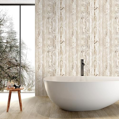 Miniatura 10 de Decoroom Papel tapiz de madera de 17.71 '' × 787 '' para despegar y pegar Shiplap