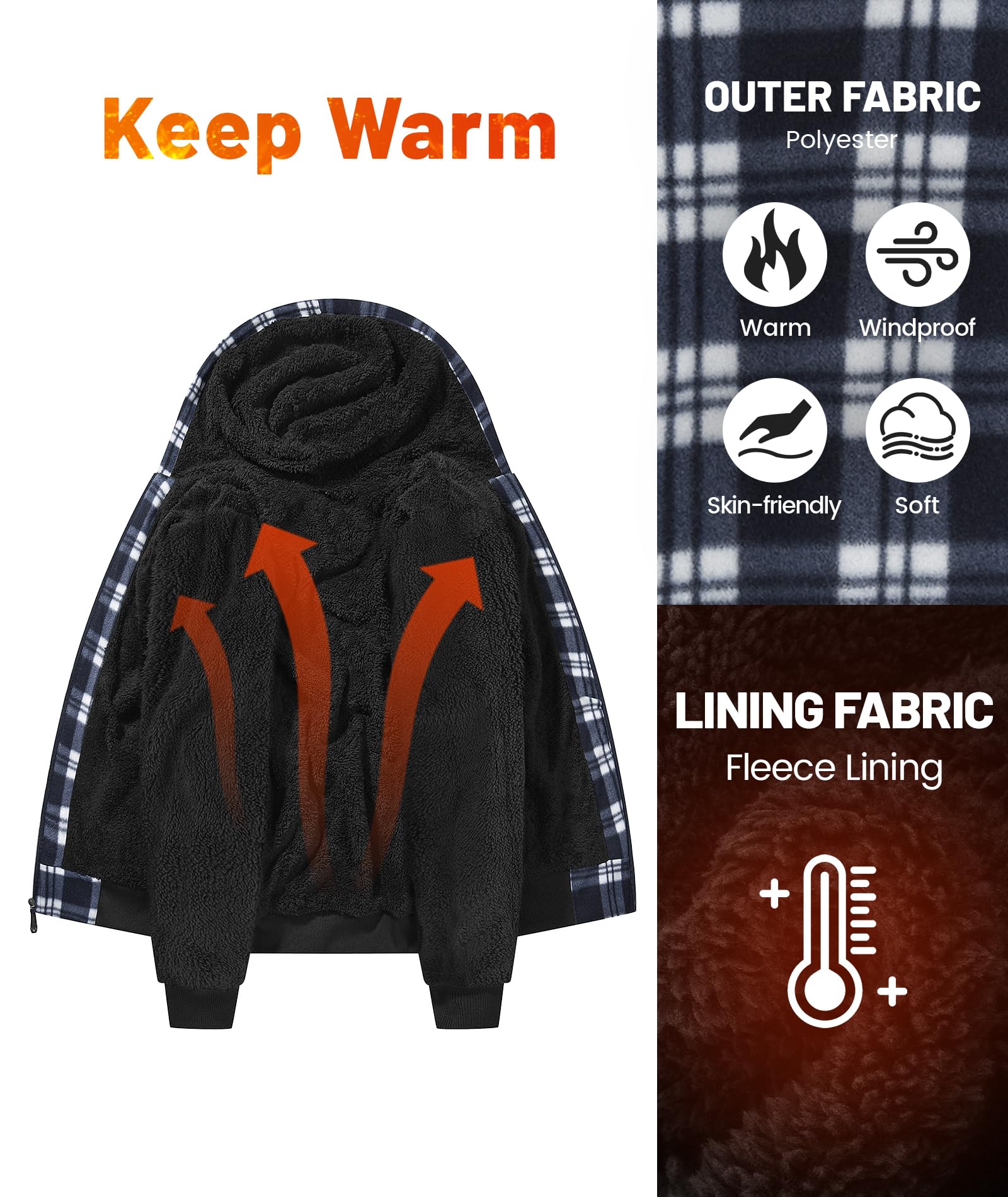 geeksport geeksport geeksport geeksport Felpa da Uomo con Cappuccio e Full Zip Fleece Hoodies for Men Sportive Inverno