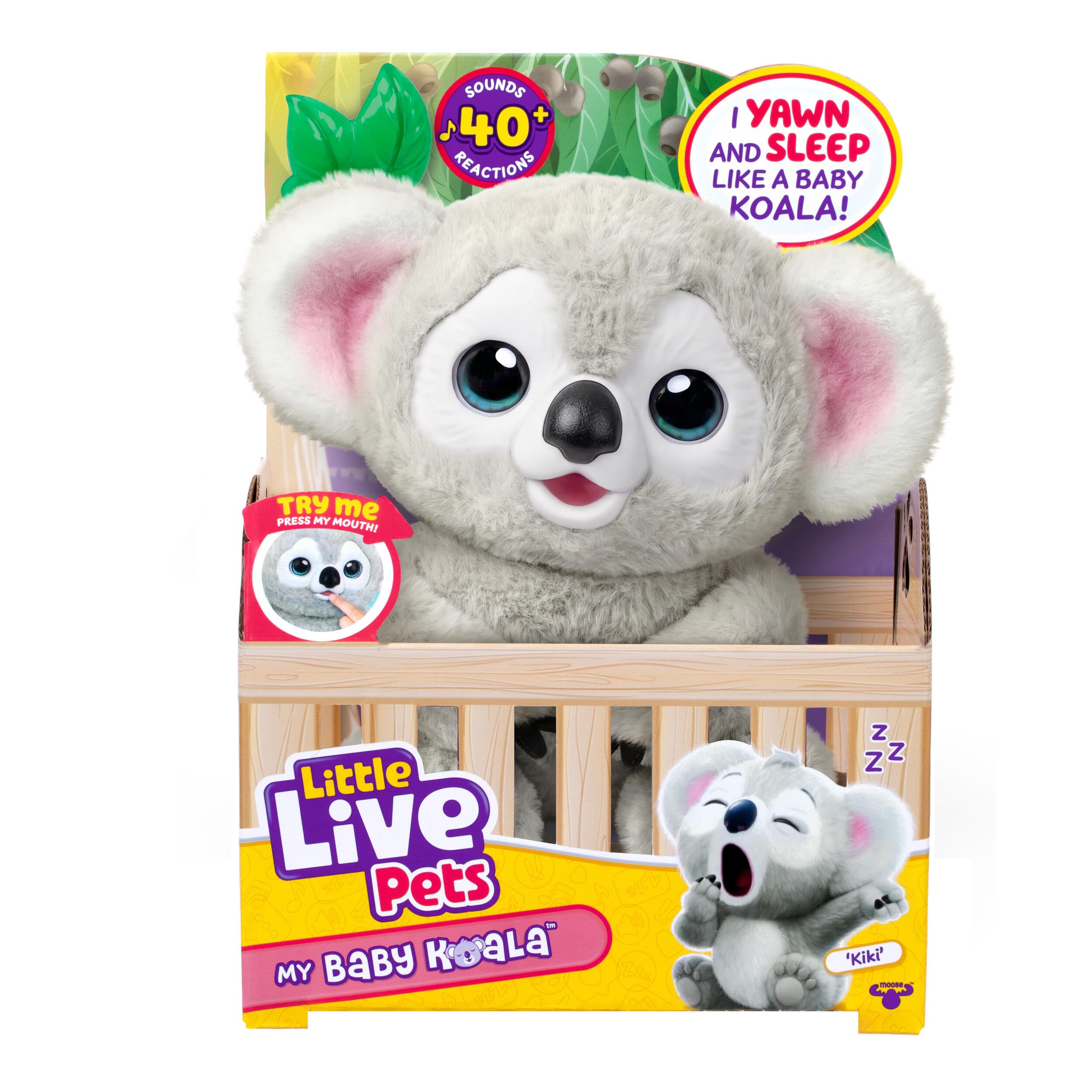 Little Live Pets My Baby Koala – Kiki Interactive Soft Toy with Over 40 Sounds and Reactions, 26 cm, Opens and Closes Your Eyes, Eats its Leaf, Suitable for Ages 4 and Above