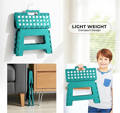 Miniatura 7 de Utopia Home Folding Step Stool - (Pack of 1) Foot Stool with 9 Inch Height - Holds Up to 300 lbs - Lightweight Plastic Foldable Step Stool for Verde