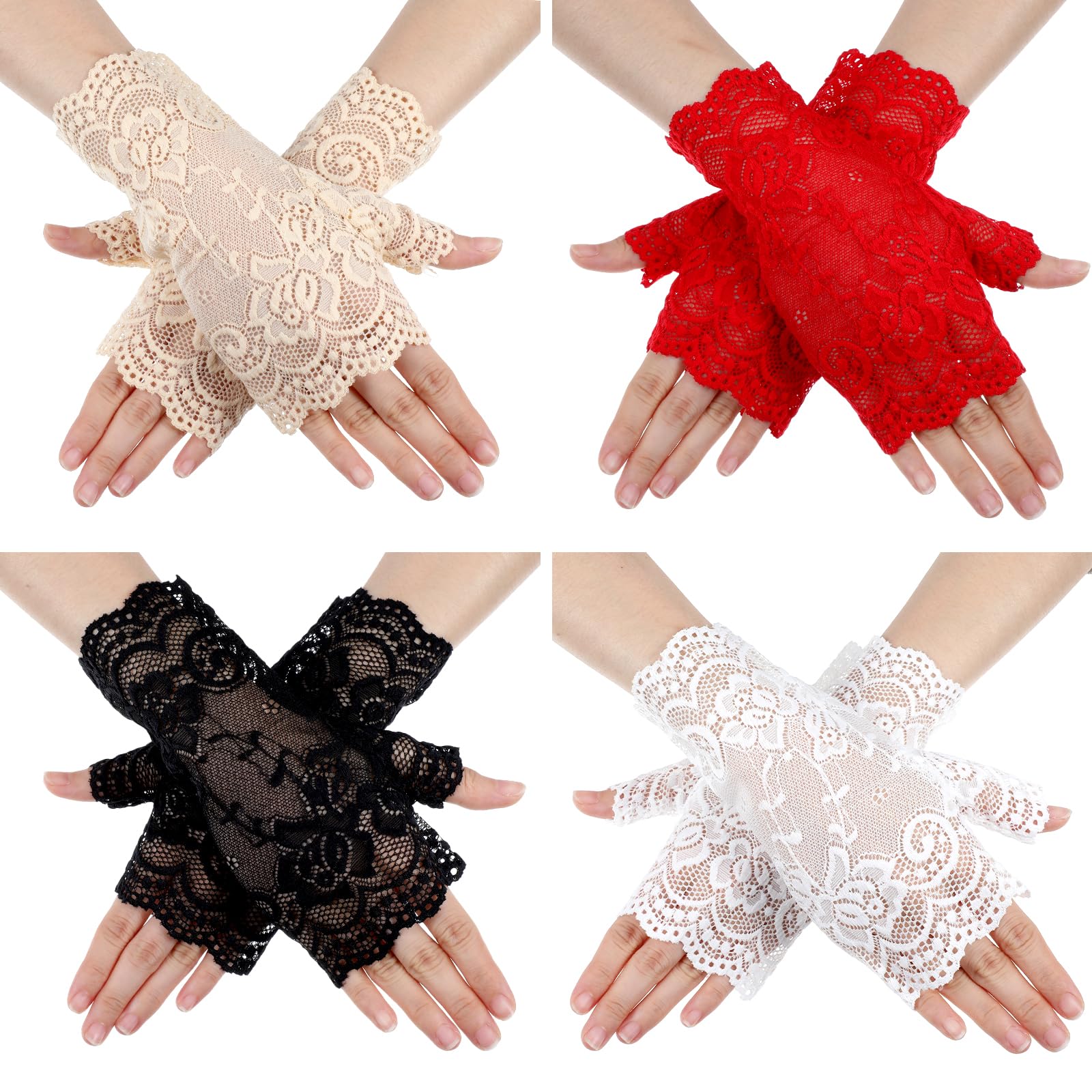 Classicseali 4 works Fingerless Lace Gloves