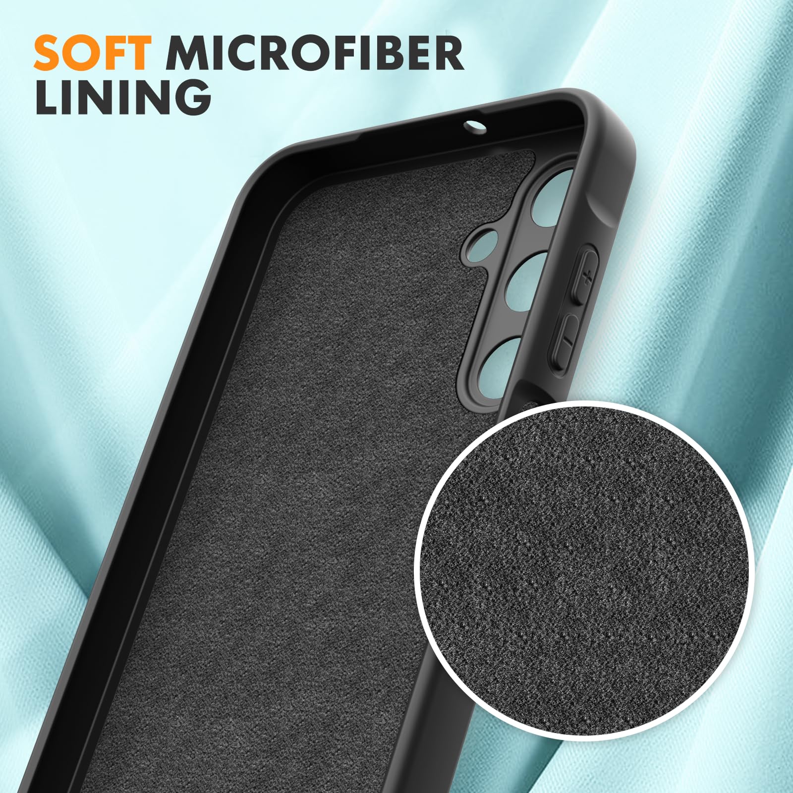 Vansdon Cover Compatibile con Samsung Galaxy A25 5G, 2 Pellicola Protettiva in Vetro Temperato, Gomma Gel di Silicone Liquida Antiurto Custodia - Nero