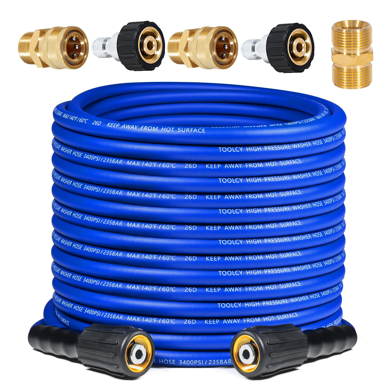 TOOLCY 50 ft Flexible Pressure Washer Hose