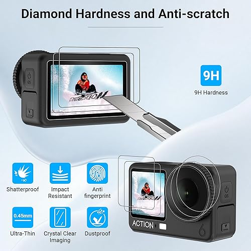 Miniatura 5 de CYNOVA Osmo Action 6 - Protector de pantalla para DJI Osmo Action 6, protector de pantalla de vidrio templado ultra transparente con 1 funda de