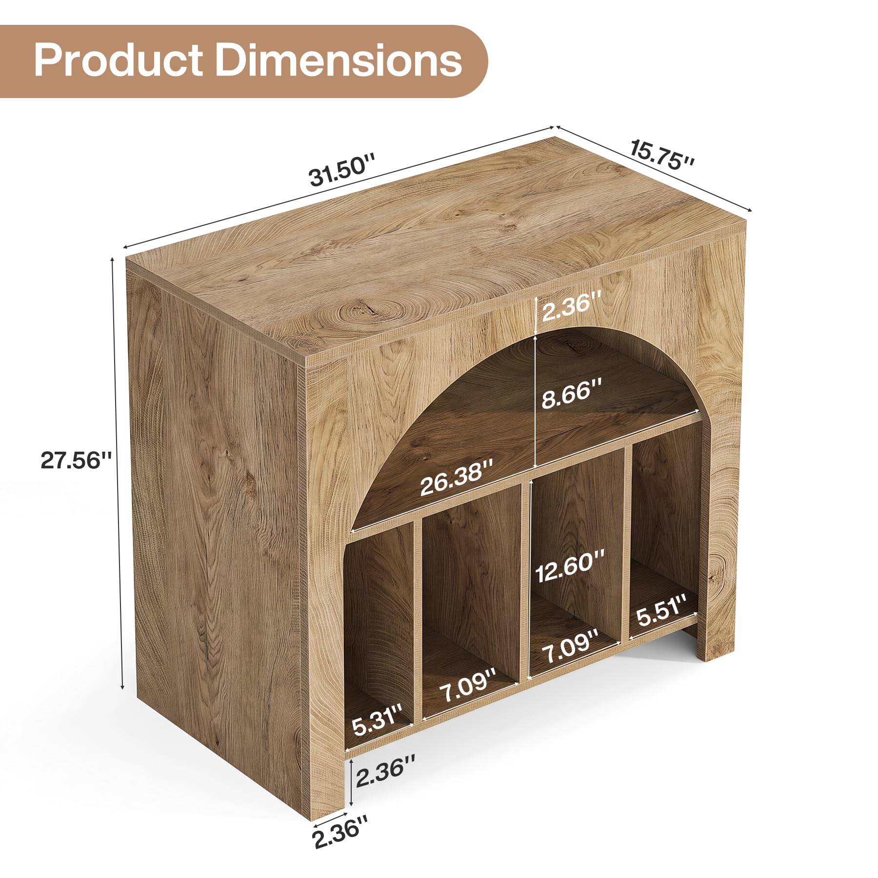 Tribesigns Supporto per Giradischi, 80 x 40 x 70 cm, Può Contenere Fino a 370 Dischi, Porta Dischi in Vinile in Stile Mid-Century con Gambe in Legno per Circa Vinili, CD, Album, Giradischi, Marrone