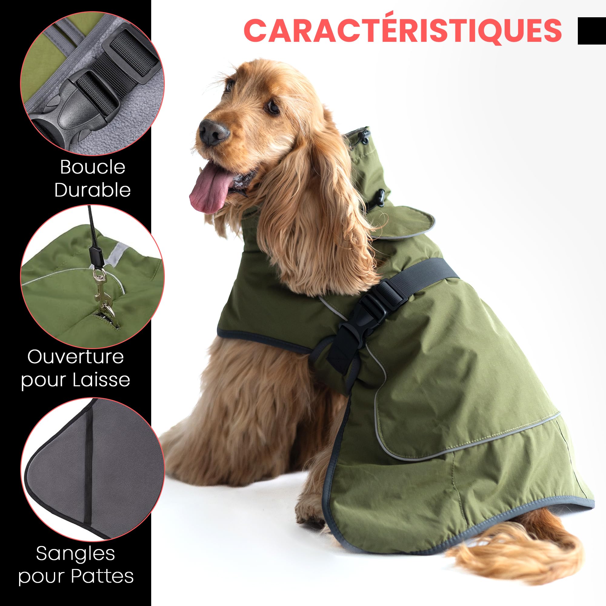 DOGOPAL Manteau Chien Imperméable et Coupe-Vent, Doublure Polaire Chaude, Manteau d’Hiver Réfléchissant Respirant, Grande Taille et Petit, Parfait pour Temps Froid (40)