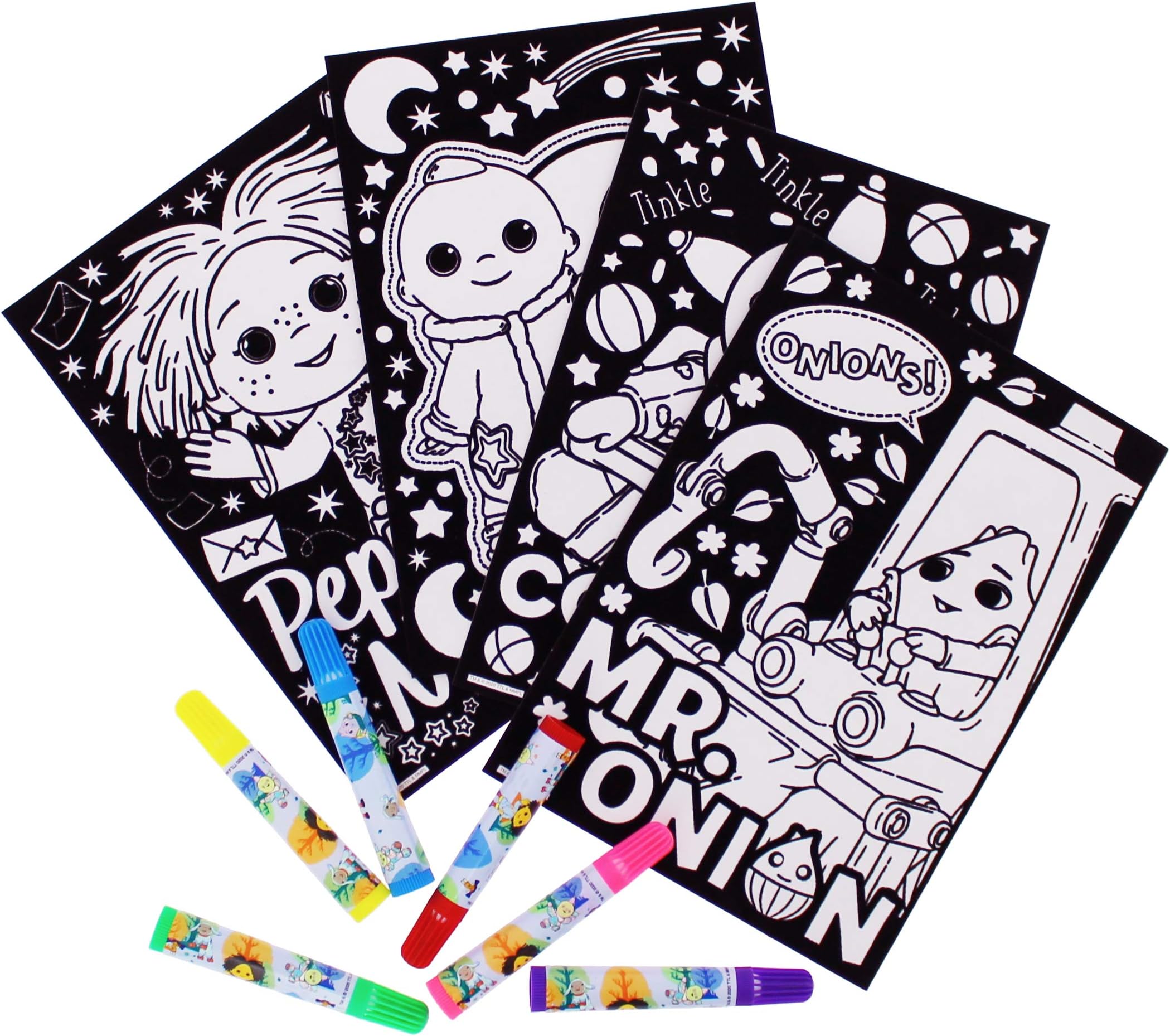 Felt Colouring Pictures for Children | Set of 4 Velvet Boards | Moon & Me Toys | Pepi Nana | Mr Onion | Arts and Crafts for Kids