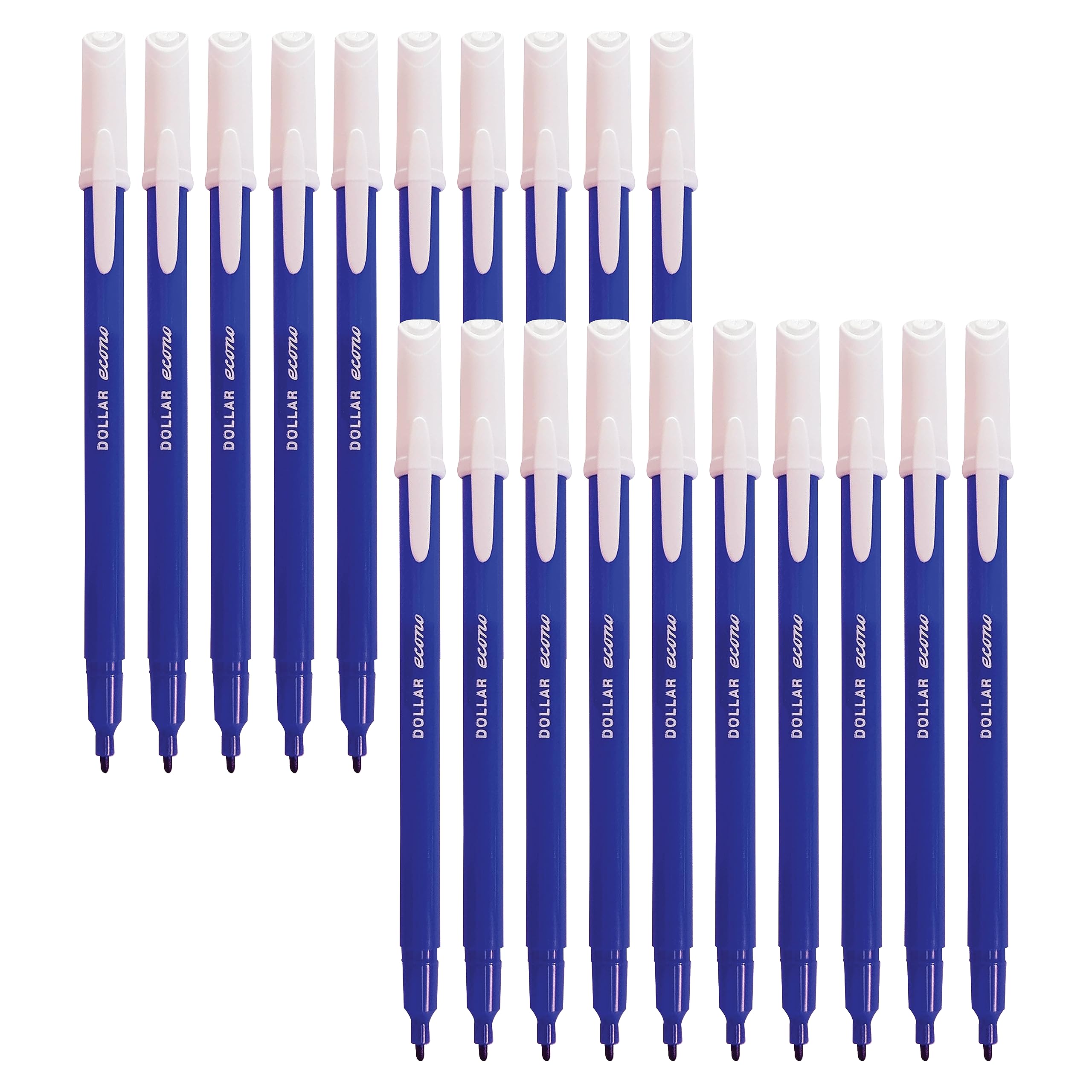 DOLLAR FeltStic Writing Pens, BLUE, Pack of 20, Fine Point, Smooth Writing, Ideal for Colour Draw Sketch Mark Fine Line Pens, School Office Home Use