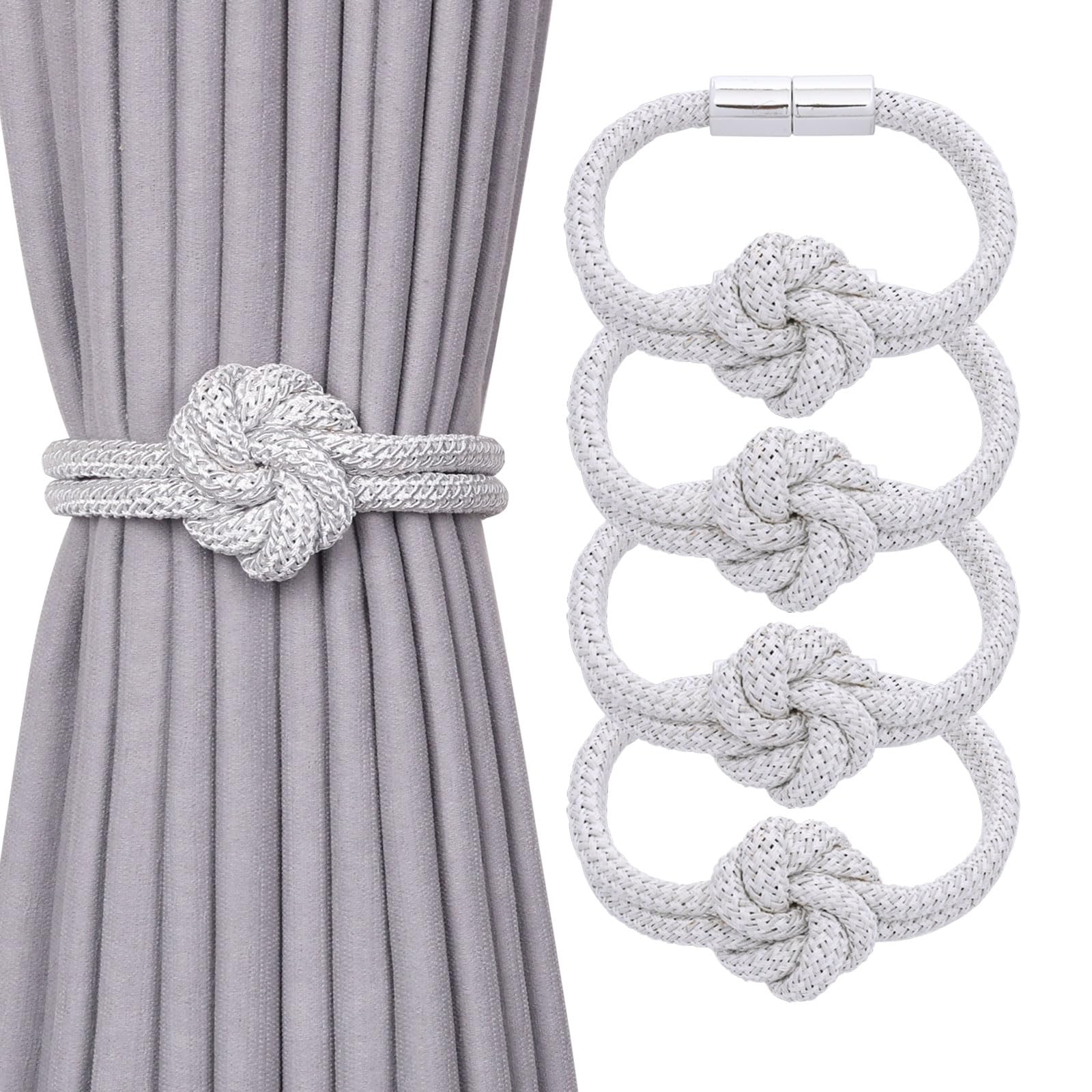Pretty Jolly Flower‑Knot Curtain Tiebacks, Hand‑Woven Rope