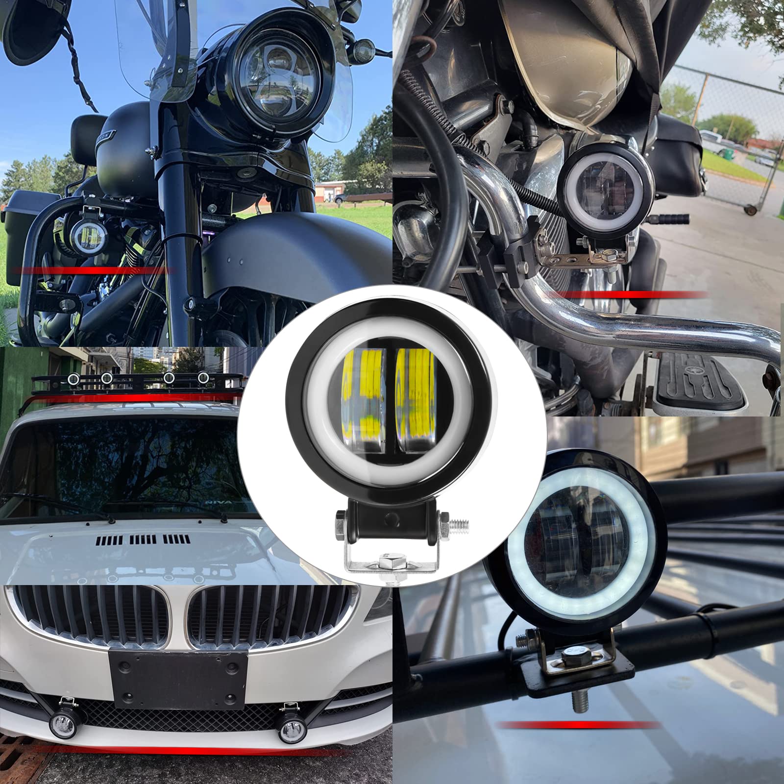 DREAMIZER Rotondo Fari anteriori Moto, 12V 24V Fari supplementari Moto, 6000K 40W 4000LM Motociclo del LED Fendinebbia compatibile con Jeep Wrangler ATV UTV Offroad Trattore Camion