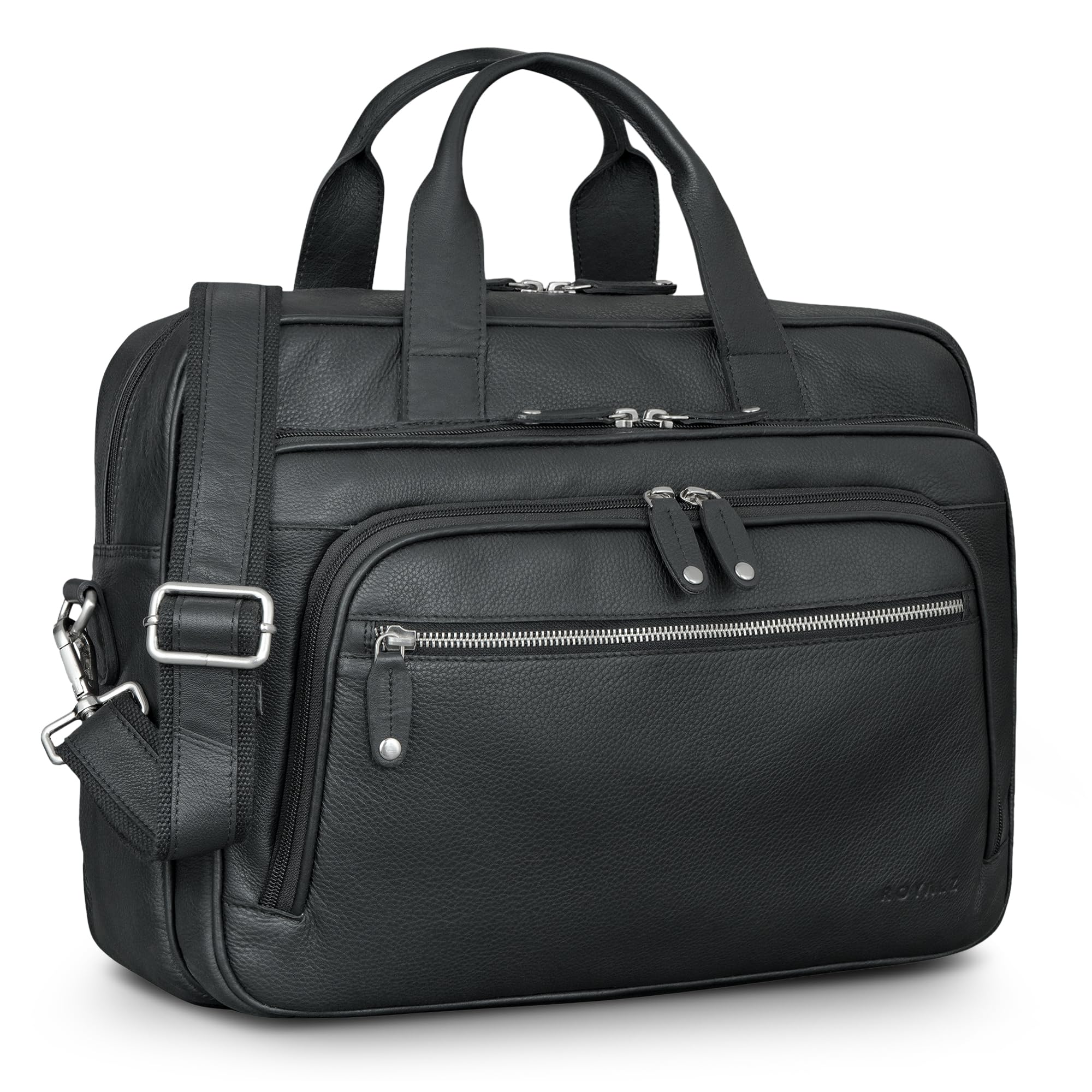 ROYALZ Torino grande valigetta da uomo in pelle business – borsa per computer 14 – 17 pollici in vera pelle borsa a tracolla grande per ufficio, lavoro viaggi – borsa da lavoro vintage in pelle