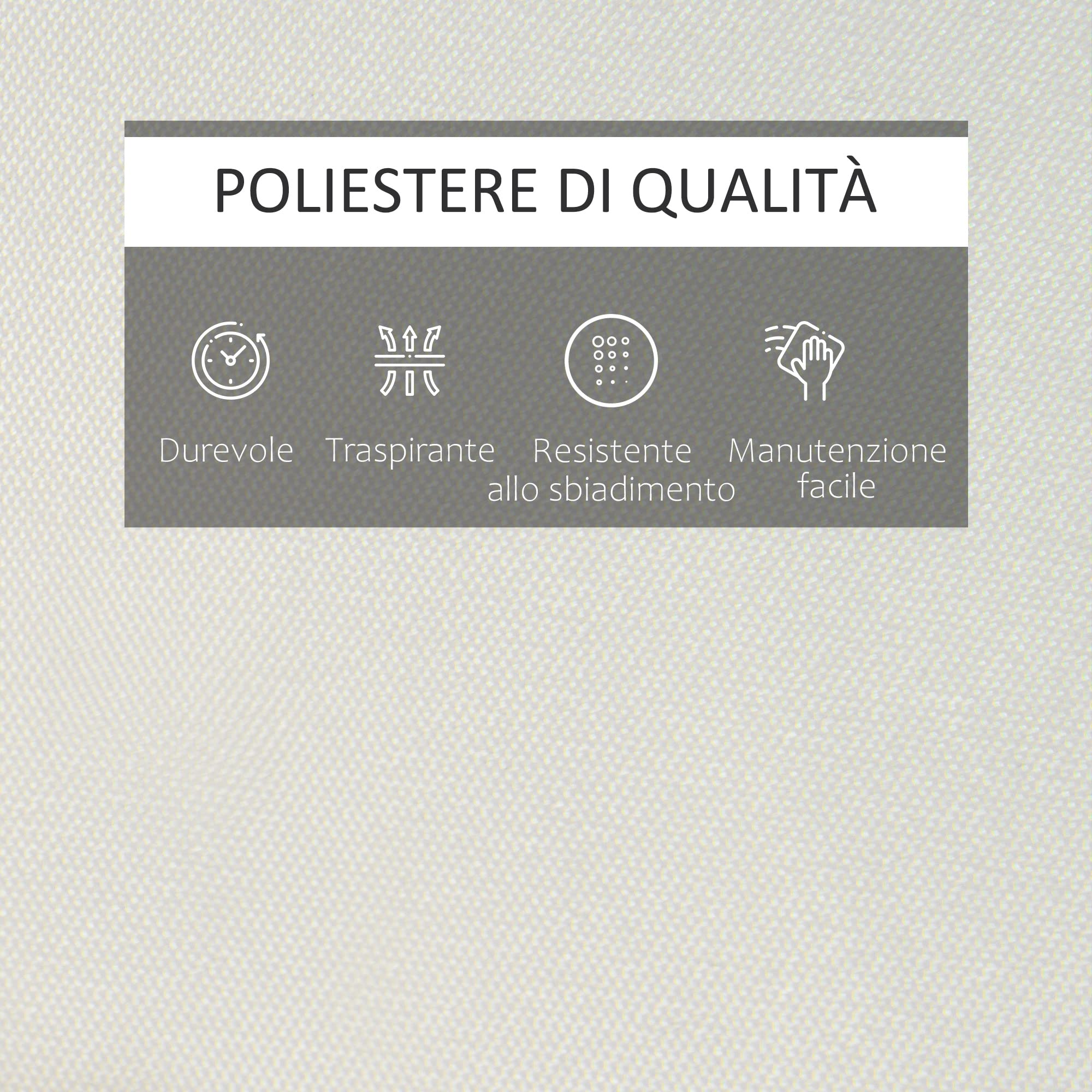 Outsunny Cuscino per Sdraio Lettino Prendisole da Giardino 198x53x5cm Bianco Crema