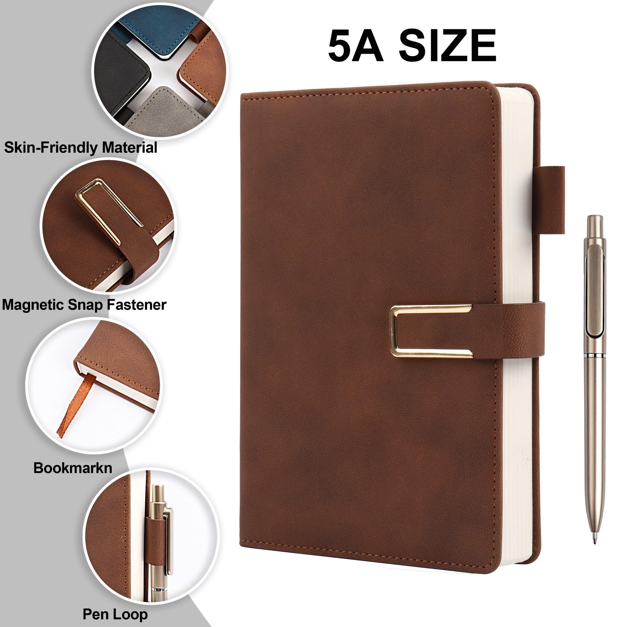 Taccuino a righe con copertina rigida, per donne e uomini, 256 pagine, 14,5 x 21,1 cm, formato A5, a righe, chiusura magnetica, diario quotidiano per lavoro, riunioni, viaggi, scrittura, scuola e