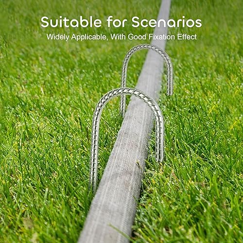 Miniatura 6 de GROWNEER 12 estacas de jardín de 16 pulgadas, estacas de viento para cama elástica en forma de J, grapas de acero galvanizado resistente para