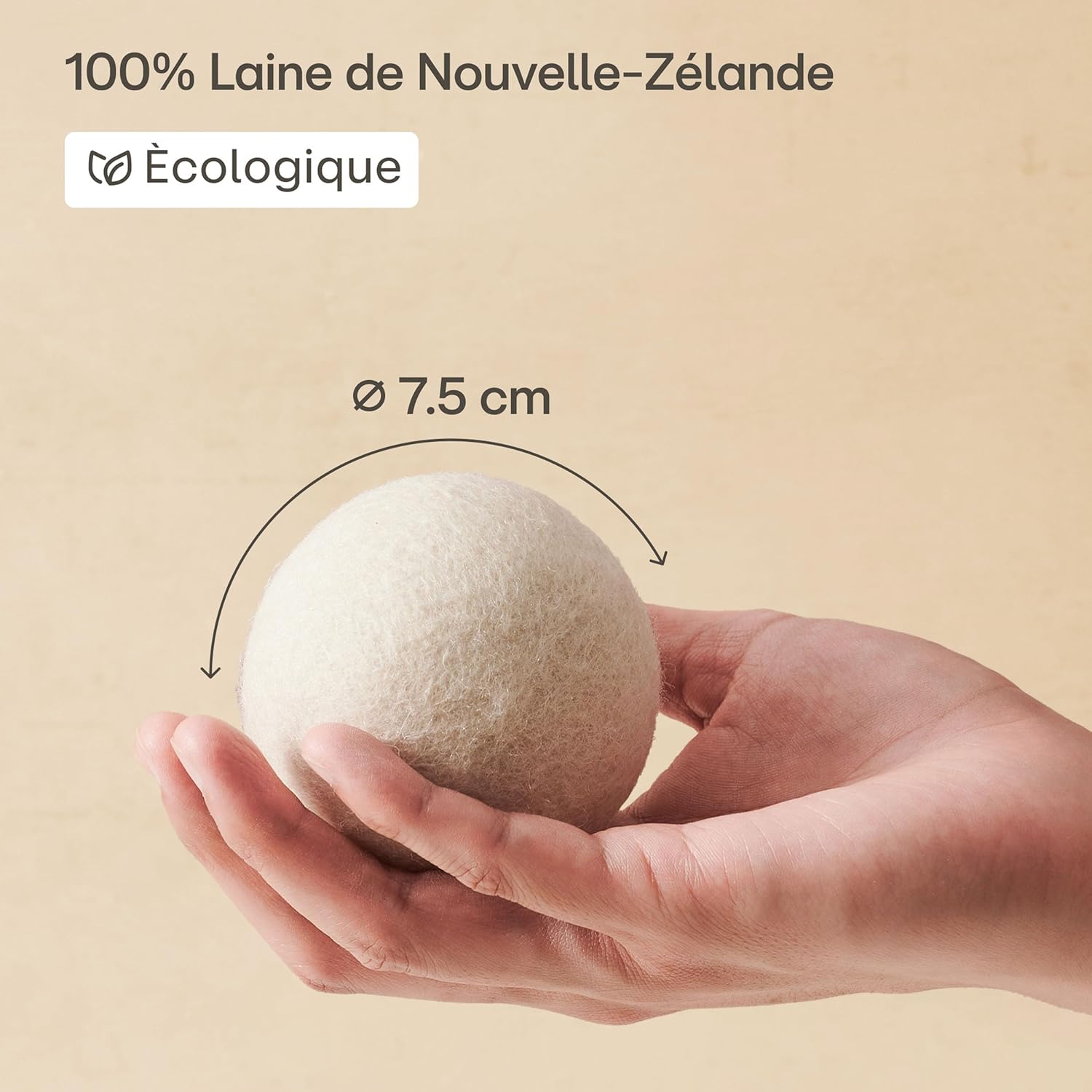 Praknu Boules de Séchage en Laine de Mouton Organique - Lot de 6 - Réduisent le Temps de Séchage et Adoucissent le Linge - Description