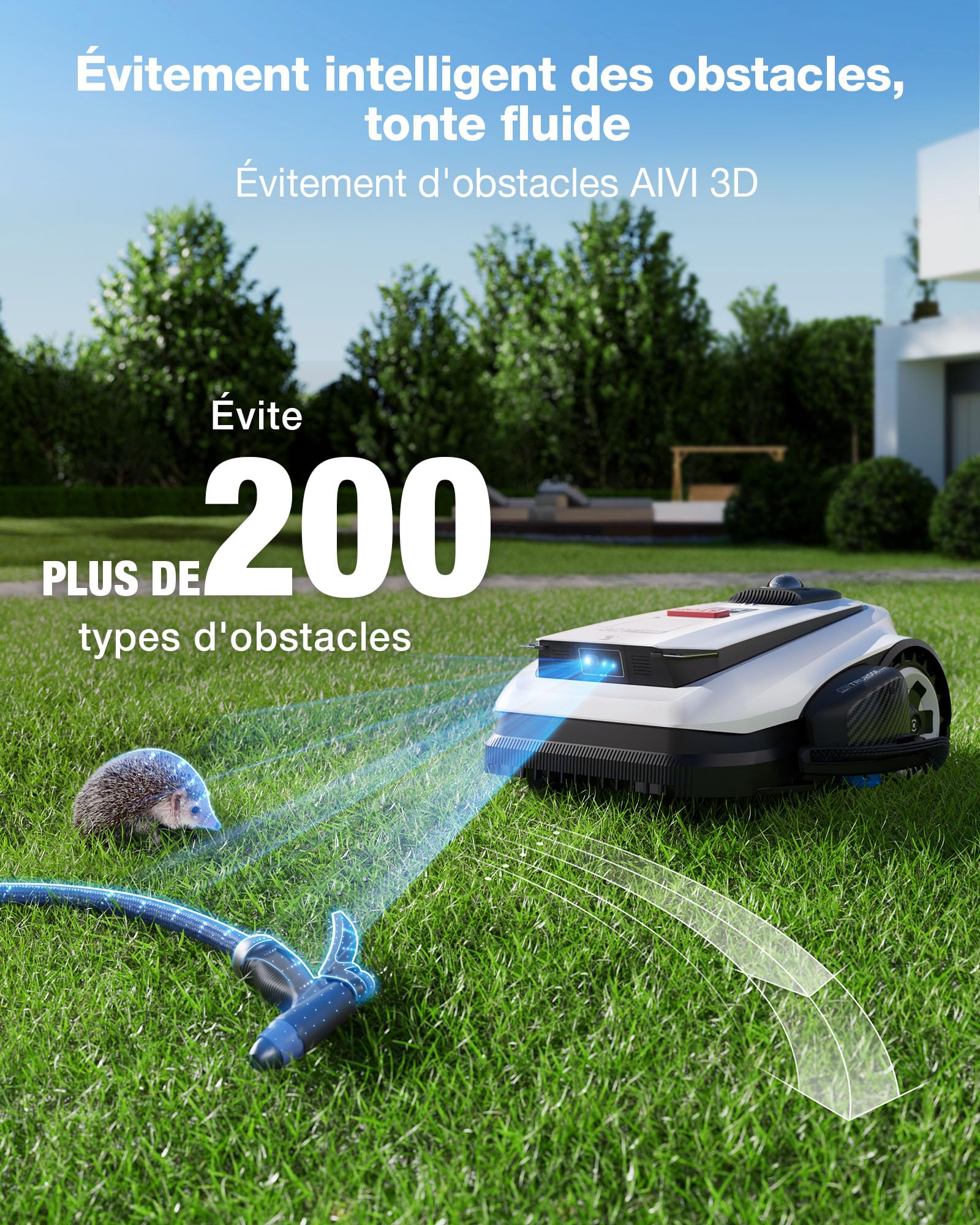 Ecovacs Goat A1600 LiDAR Pro Robot Tondeuse sans Fil, avec Garage,1600 M², Navigation Dual-LiDAR 360°, Cartographie Automatique, Évitement d'obstacles 3D par IA, Charge Ultrarapide