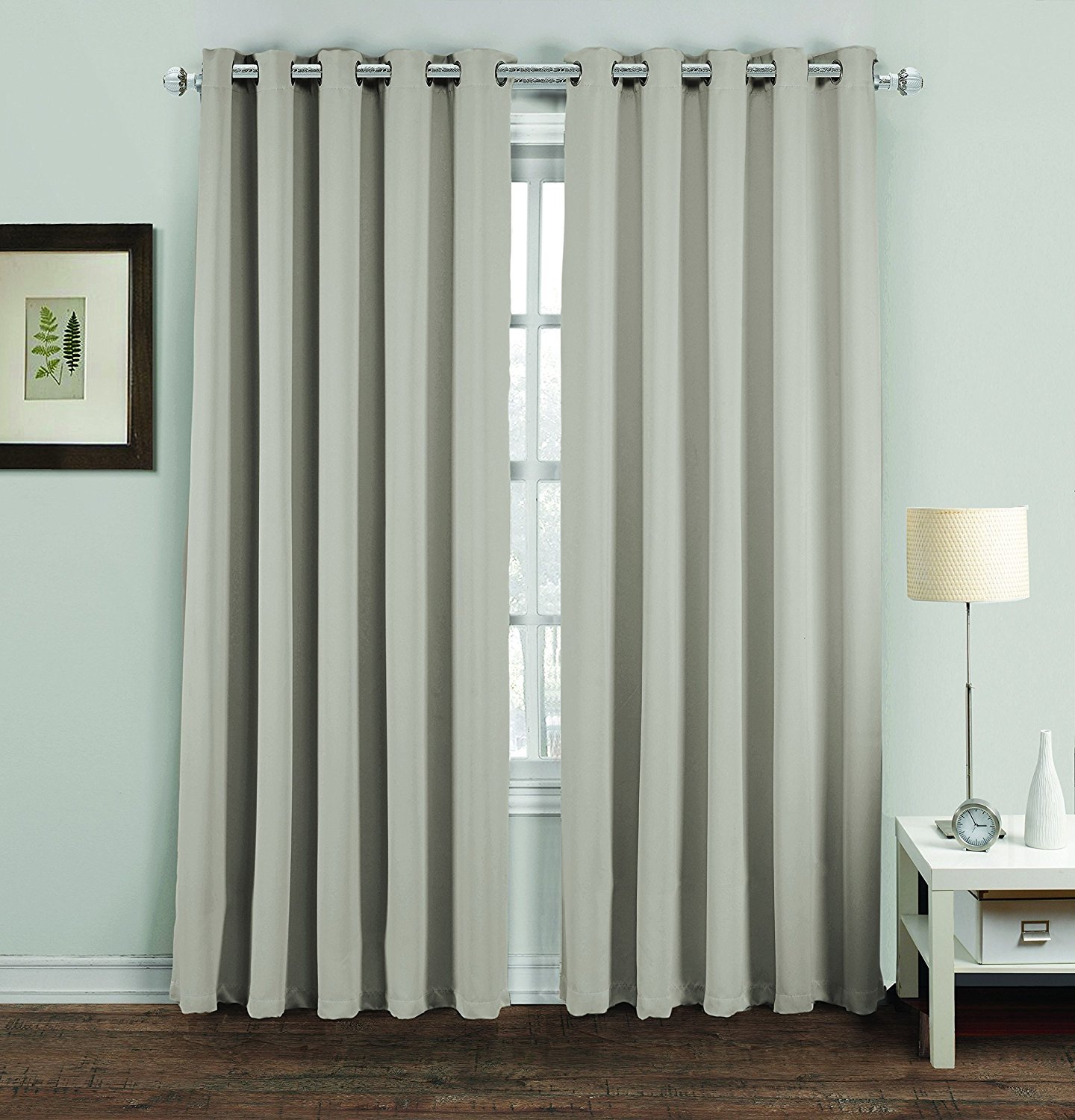 Noah's Linen Thermal Insulated Blackout Curtain Pair Eyelet Ring Top Including Tie Backs 66" (width) x 54"(drop) Grey Silver