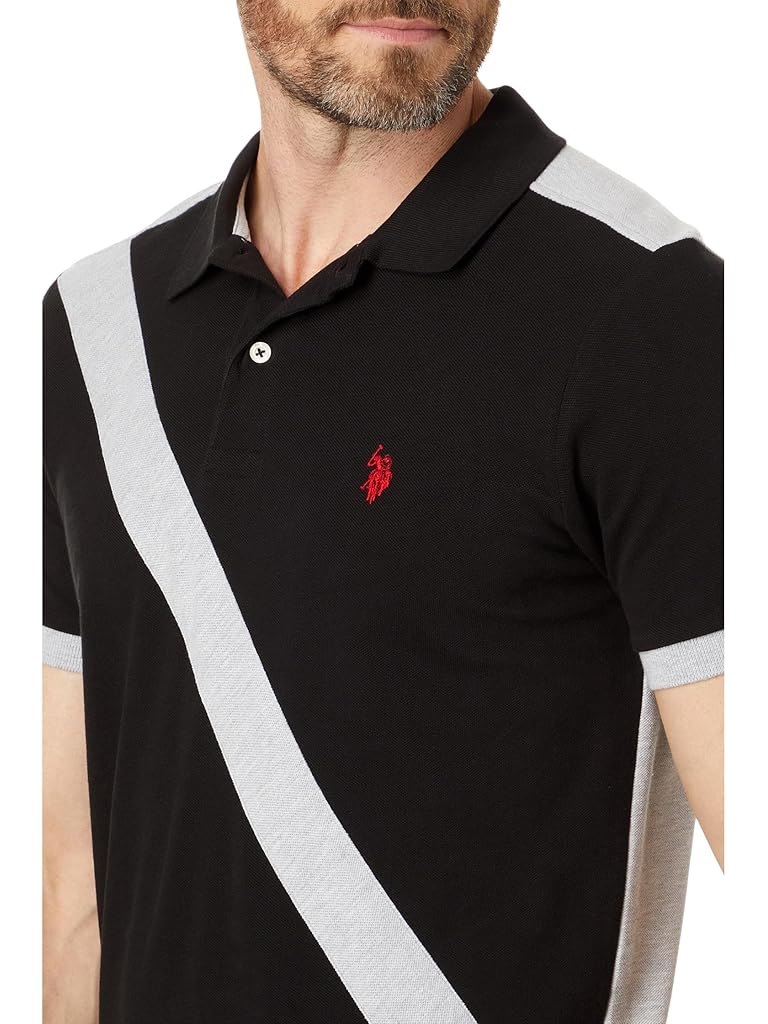 U.S. POLO ASSN. Short Sleeve Slim Fit Sash Front Pique Knit Polo Shirt