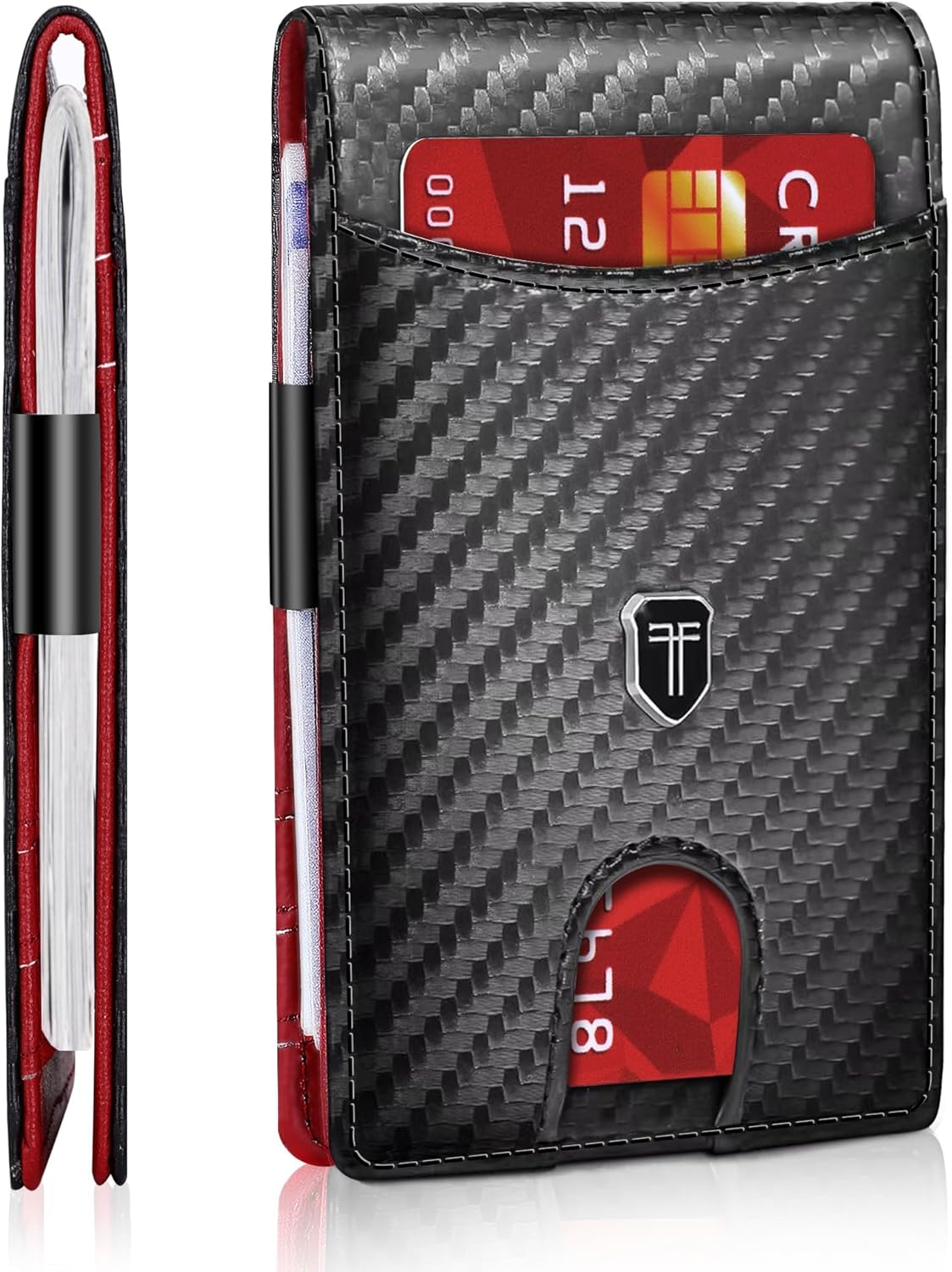 Slim Wallet for Men Minimalist Front Pocket Bifold Wallet ID Window Card Case with Money Clip Thin Credit Card Holder