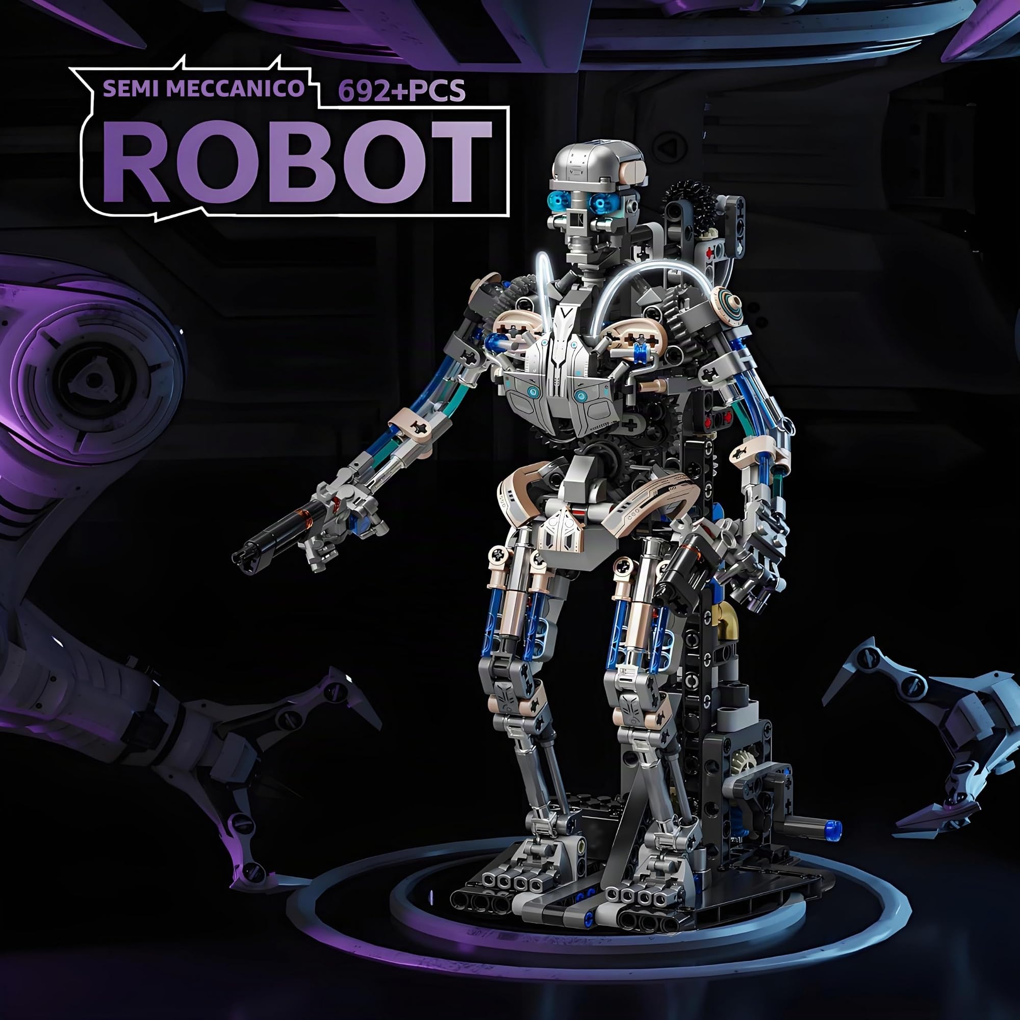 CSNRHG Giocattolo meccanico scheletro robot, 692 pezzi, corpo girevole e design posizionabile, può essere guidato a mano o a motore giocattolo creativo STEM per bambini e adulti