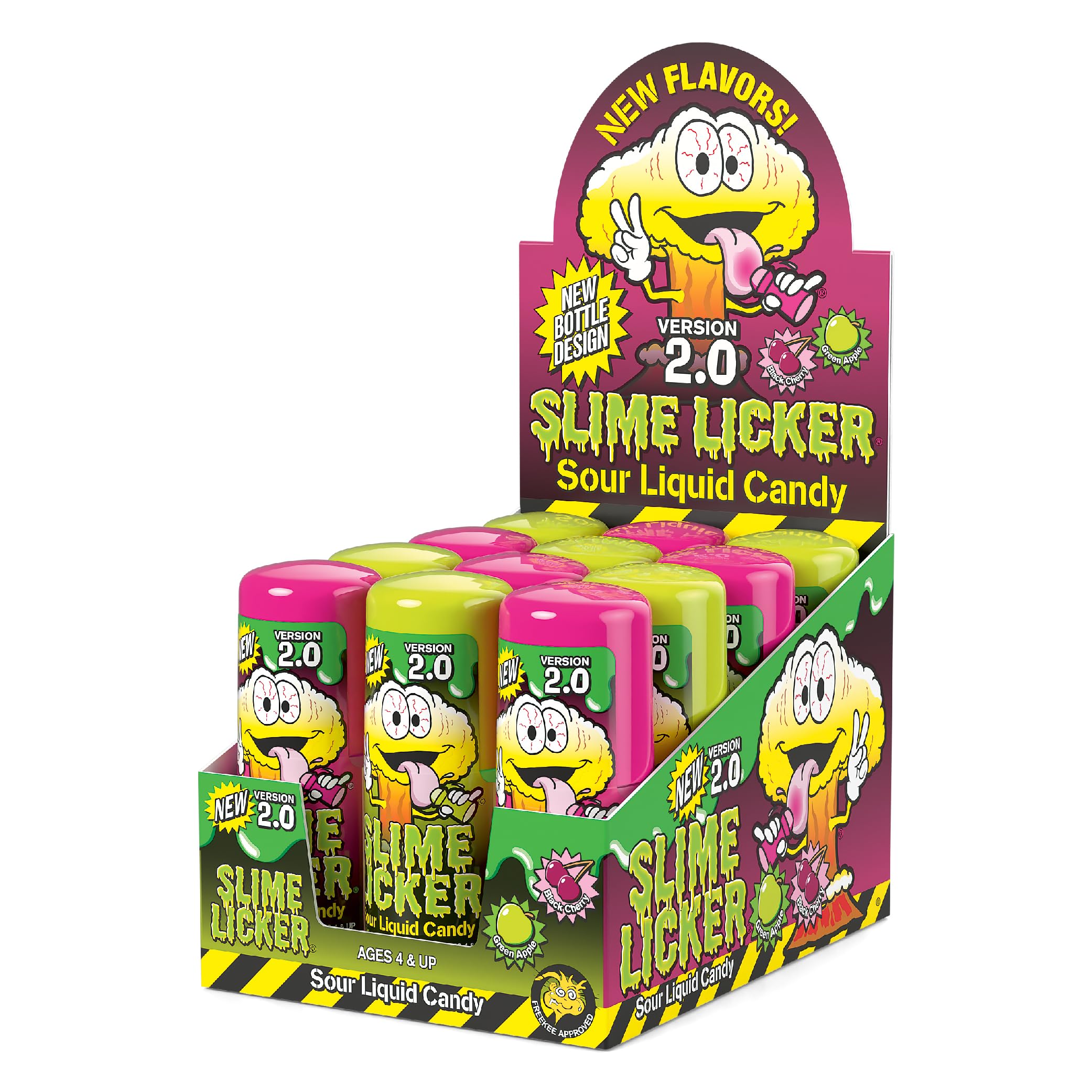 TOXIC WASTESlime Licker 2.0 - Sour Liquid Candy - Flavors: 3 Green Apple and 3 Black Cherry - 12 Pack