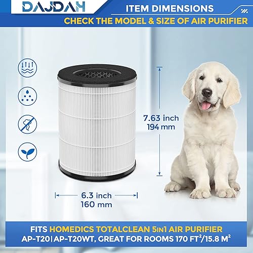 Miniatura 3 de AP-T20 AP-T20FL - Filtro de repuesto compatible con Homedics Filtro purificador de aire de repuesto para Homedics Total Clean 3 en 1 modelos AP-T20