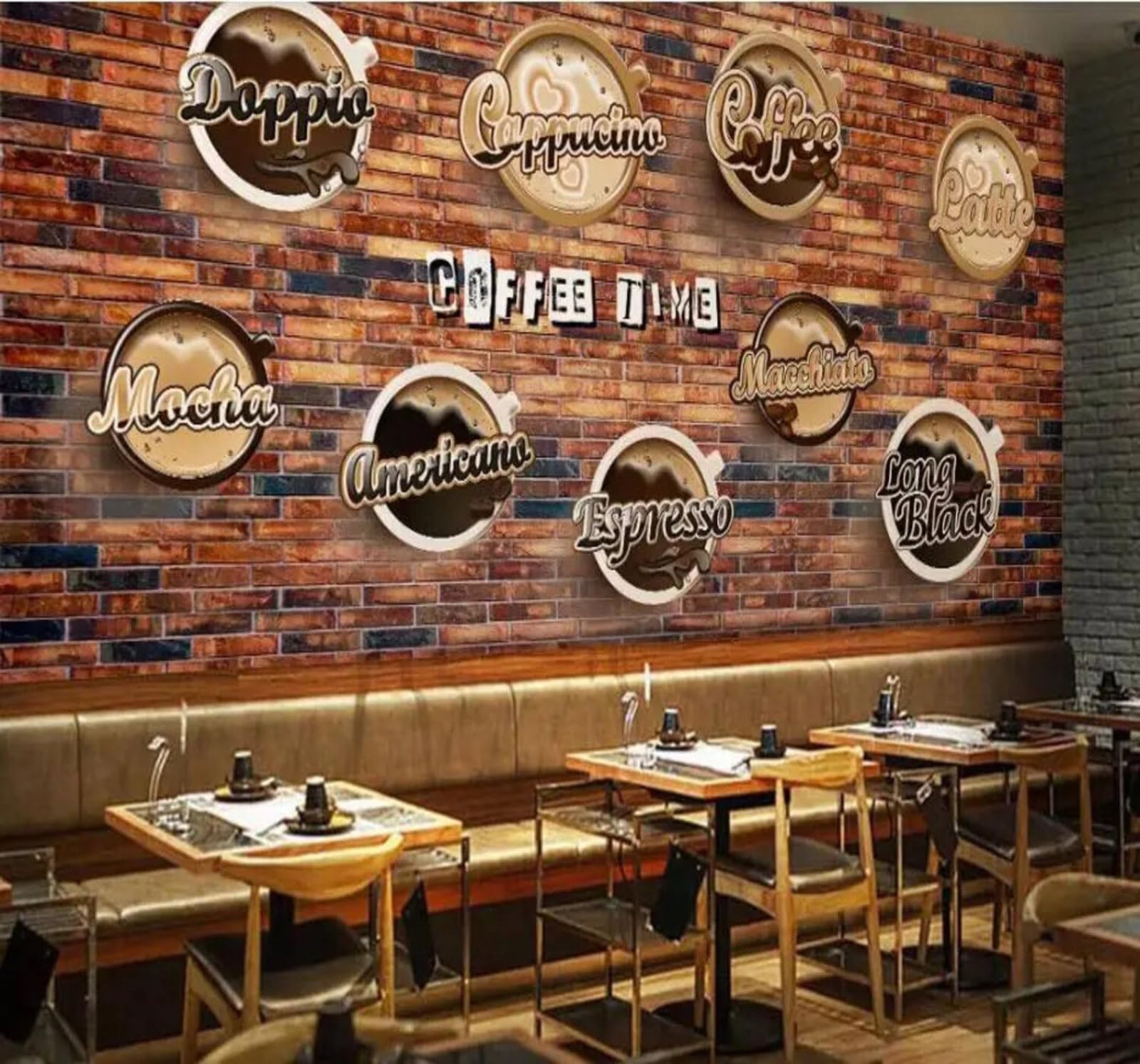 Tzxztt Vintage Brick Wall Hand Drawn Coffee Unique Modern 3D Wallpaper Premium Textured Silk Neutral Tones Material Ideal for Living Room Bedroom-350cm×256cm