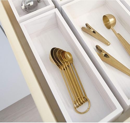 Miniatura 2 de iDesign Renewable Paulownia Wood Collection - Cubo organizador de cajones, 3.3 x 15 x 2.5 pulgadas, lavado blanco