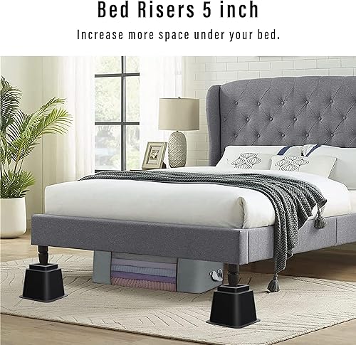 Miniatura 3 de Lufia Elevadores de muebles de cama resistentes, elevación en alturas de 3, 5 u 8 pulgadas, elevadores de muebles ajustables para sofá, mesa, sofá,