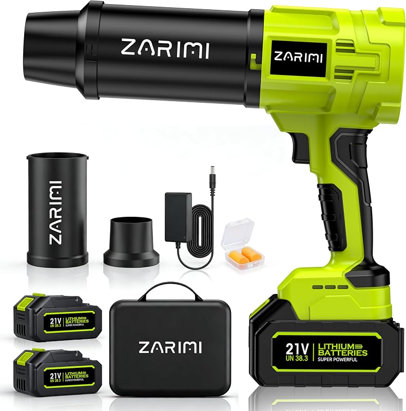 990,000 RPM Cordless Leaf Blower, Electric Handheld Leaf Blower with 2 Batteries & Charger, Lightweight for Patio, Lawn, Yard, Deck Green