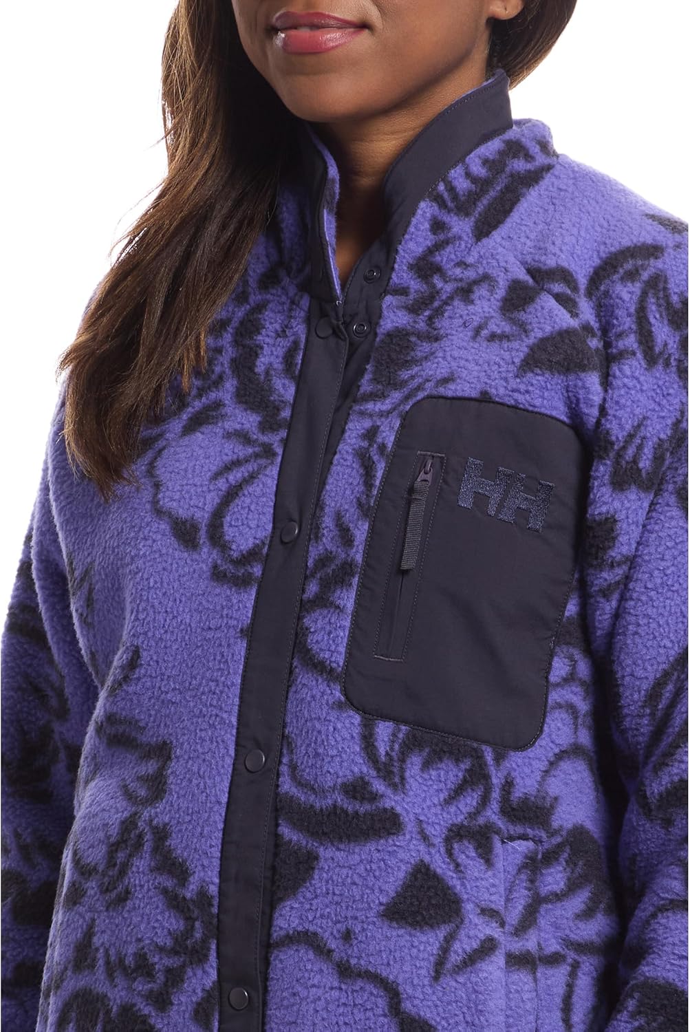 Helly-Hansen Women's Imperial Printed Pile Snap, 690 Ultra Violet Peony Aop, Small
