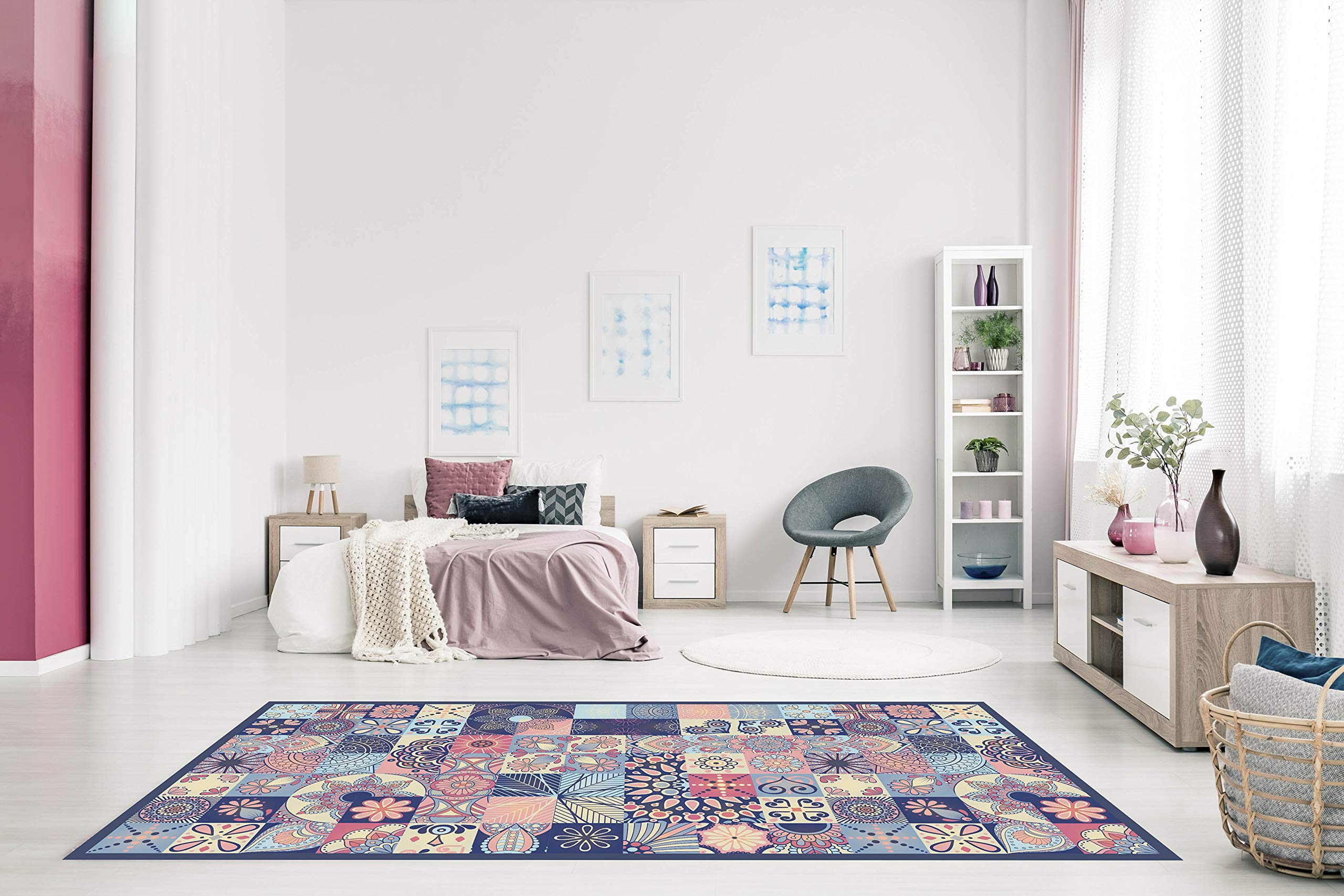 Panorama Tappeto Vinile Corridoio - Varie Dimensioni - (Idraulico Rosa 60 x 200cm)
