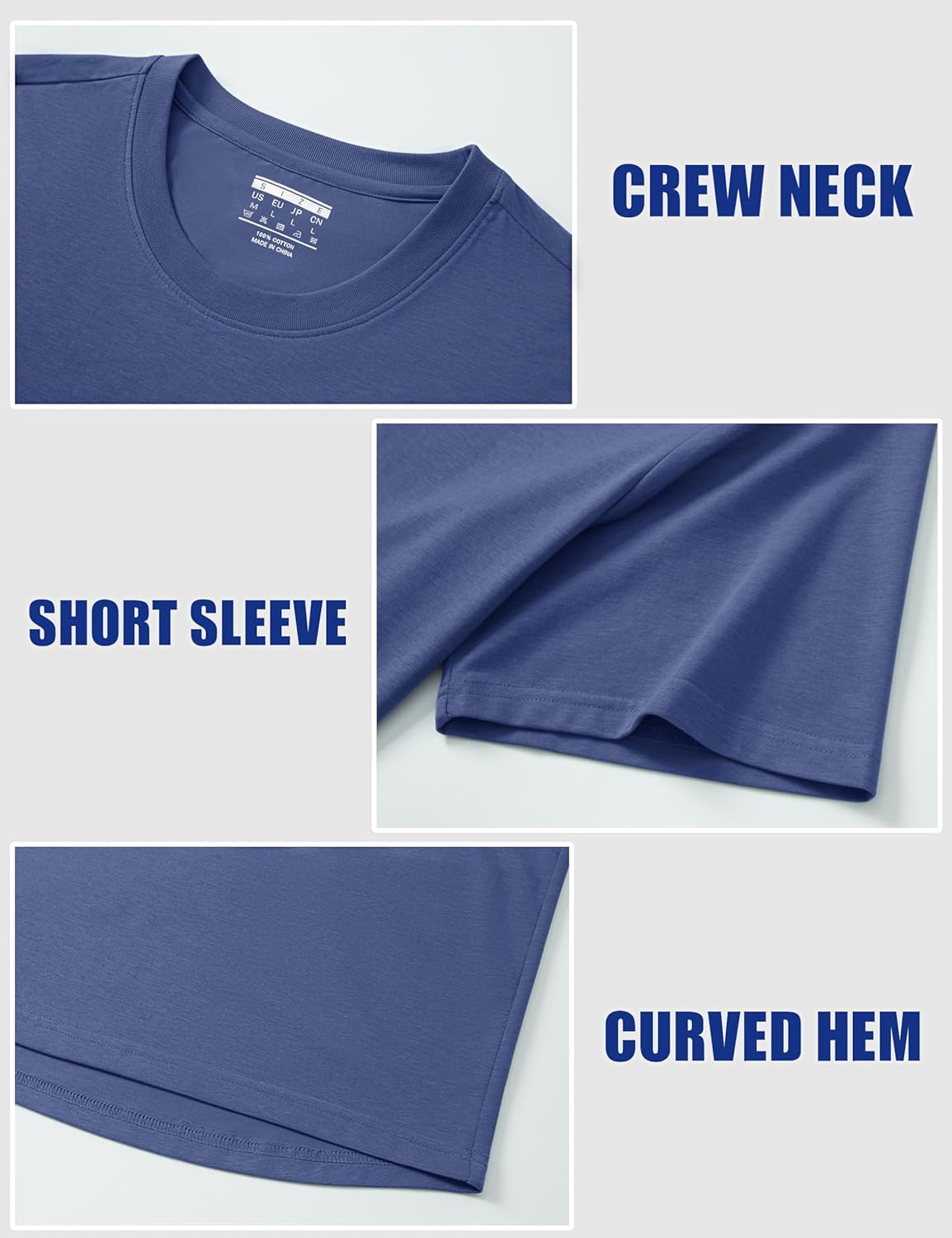 Cotrasen Men's T-Shirts Drop Shoulder Short Sleeve Cotton UPF 50+ Casual Loose Fit Tee Crew Neck Mens Curved Hem T Shirts - Image 7