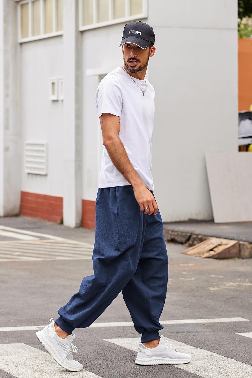COOFANDY Men Hippie Harem Pants Baggy Linen Cotton Boho Yoga Pants Summer Beach Pants Casual Drop Crotch Trouser - Image 3