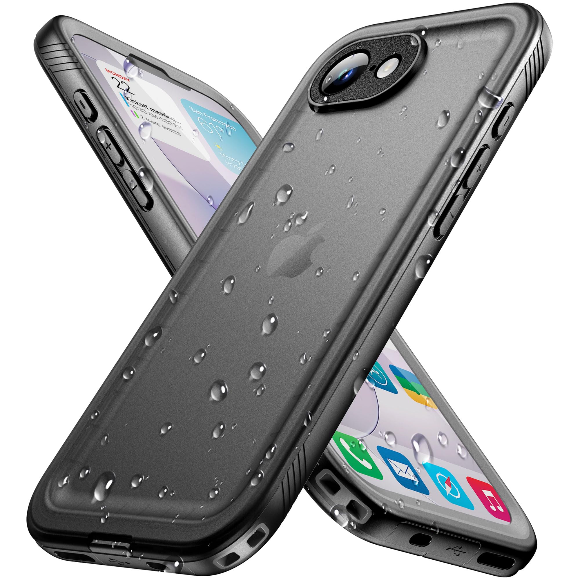 Cozycase TOP Militärschutz Hülle Für iPhone SE 2022 2020 8 7 wasserdichte 360 Panzerhülle Outdoor Vorne Hinten Case Soßfest Staubschutz Baustelle Waterproof Handyhülle Für iPhone SE, Schwarz