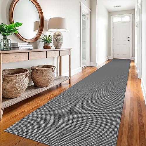 Vista 204 de EARTHALL - Tapete tejido lavable con parte trasera de goma, tapete trenzado de algodón antideslizante para interiores para entrada, pasillo, cocina