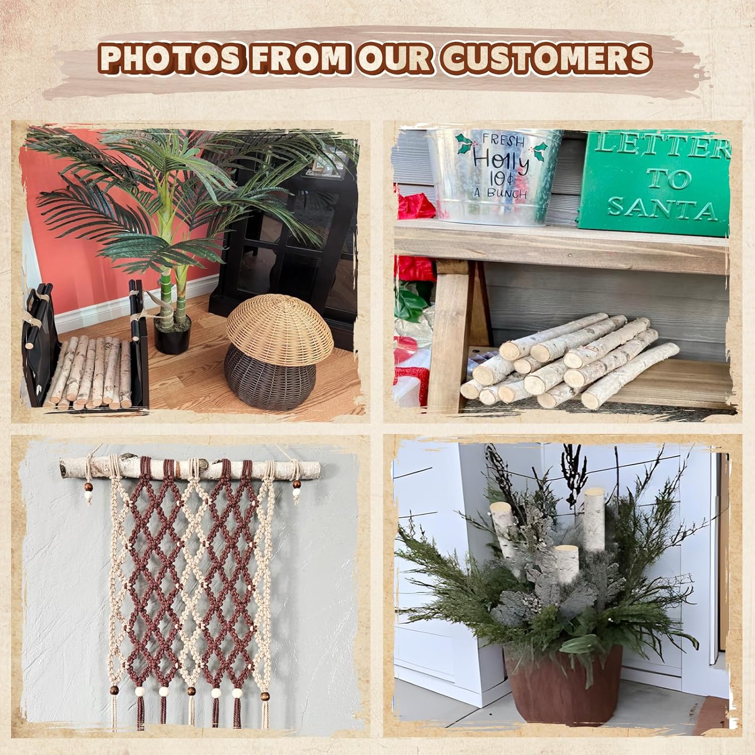 Birch Logs Decoration Fireplace Wood 12 Pack Decorative Logs for Fireplace Decor Rustic Birch Wood for Crafts,Christmas,Birch Branches,Firewood(Logs:0.7''-1.2'' Dia.16.5'' Length)