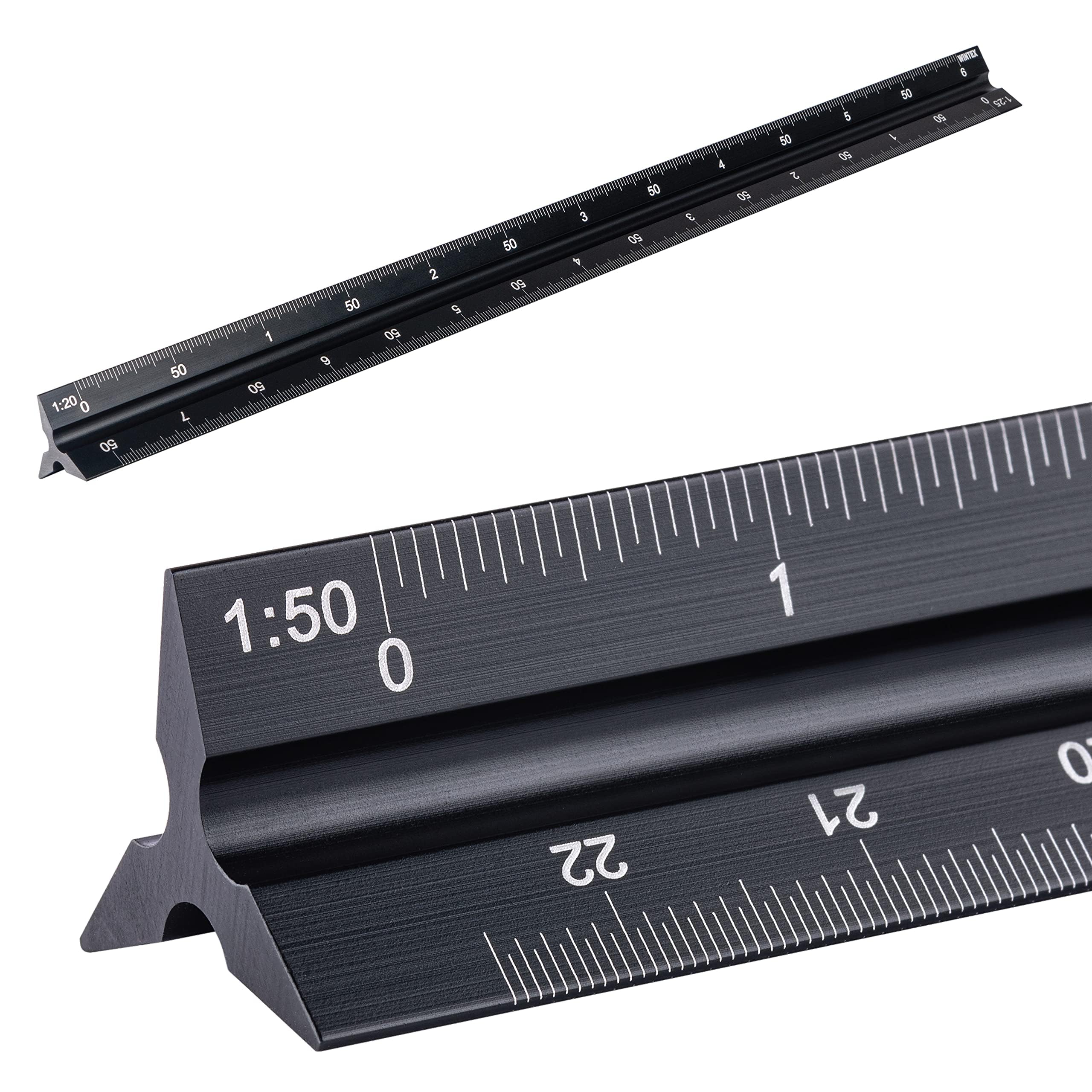 2 Stück Dreikantmaßstab Scale Ruler, Alu Dreikantlineal, Maßstab Lineal