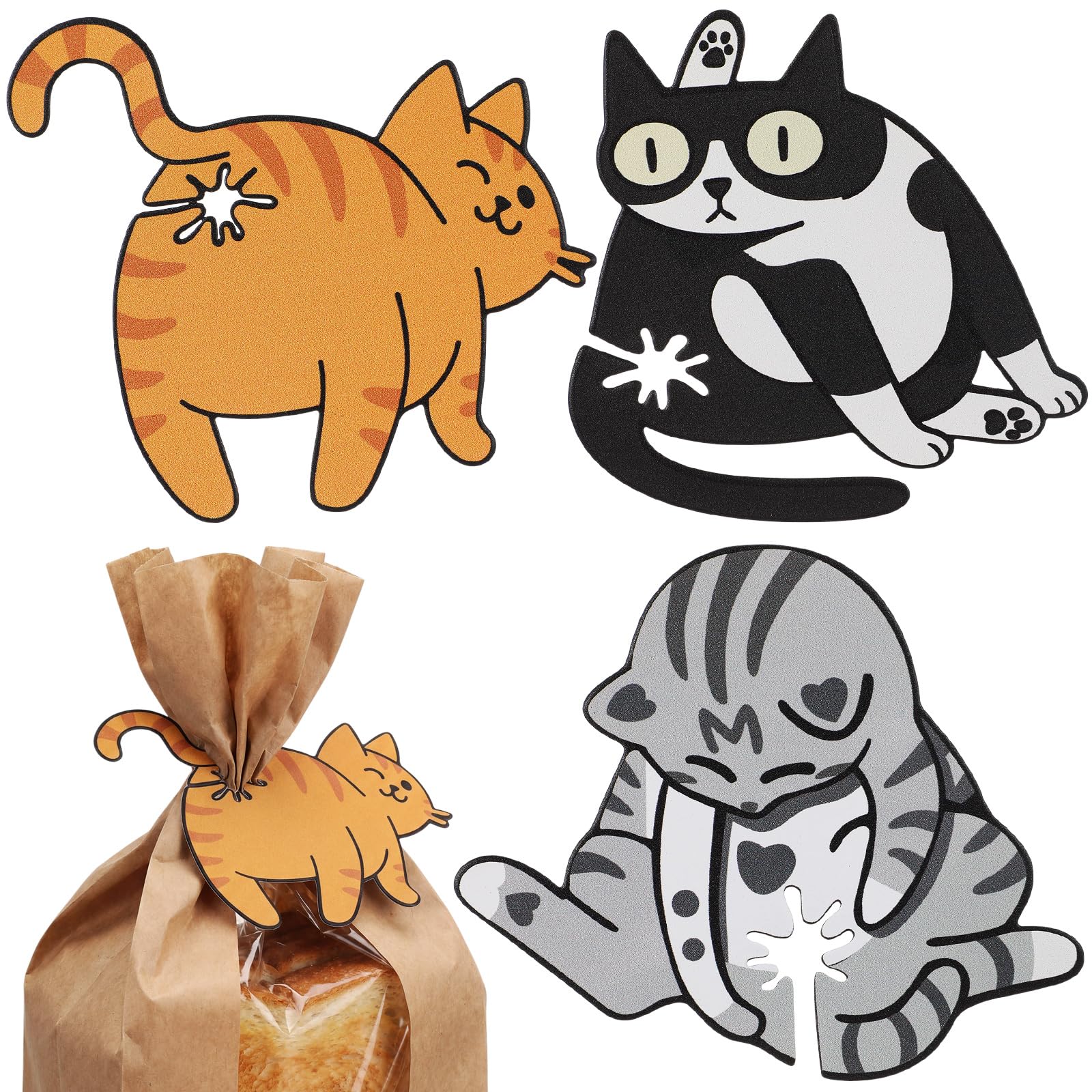 Photo 1 of Sieral 3 Pcs Funny Cat Butt Bread Clip Metal Bread Clip Bag Sealer Bag Holder Cat Shaped Food Storage Holder for Kitchen Snack Pouch Organizer Kitty Lovers Gift Animal Accessories