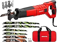 EZUVITA 7 Amp Corded Reciprocating Saw: 2800 SPM, 1-1/8" Stroke, 180° Rotating Handle, Tool-Free Shoe, 6 Blades & Bag for Wood, Metal, Pruning