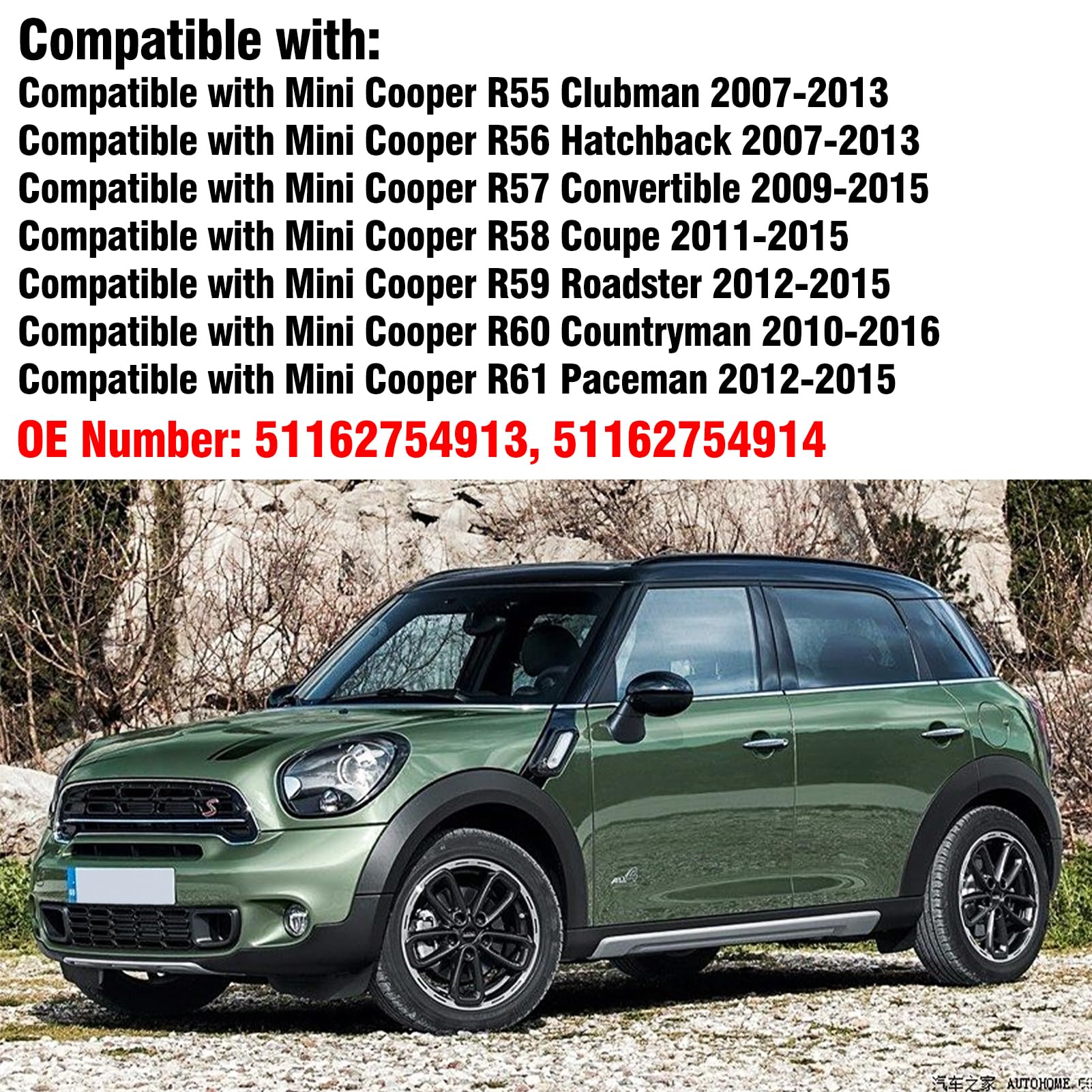 TTCR-II 2 PCS Spiegelabdeckungen Kompatibel mit Mini Cooper R56 Rückspiegel Abdeckung R55 R56 R57 R58 R59 R60 R61 Seitenspiegelgehäuse 2007-2015 Rückspiegelabdeckung (Manuell anklappbarer Spiegel)