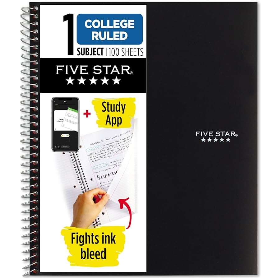 A੭୧ Five Star 1-Subject Spiral Notebook, 8.5