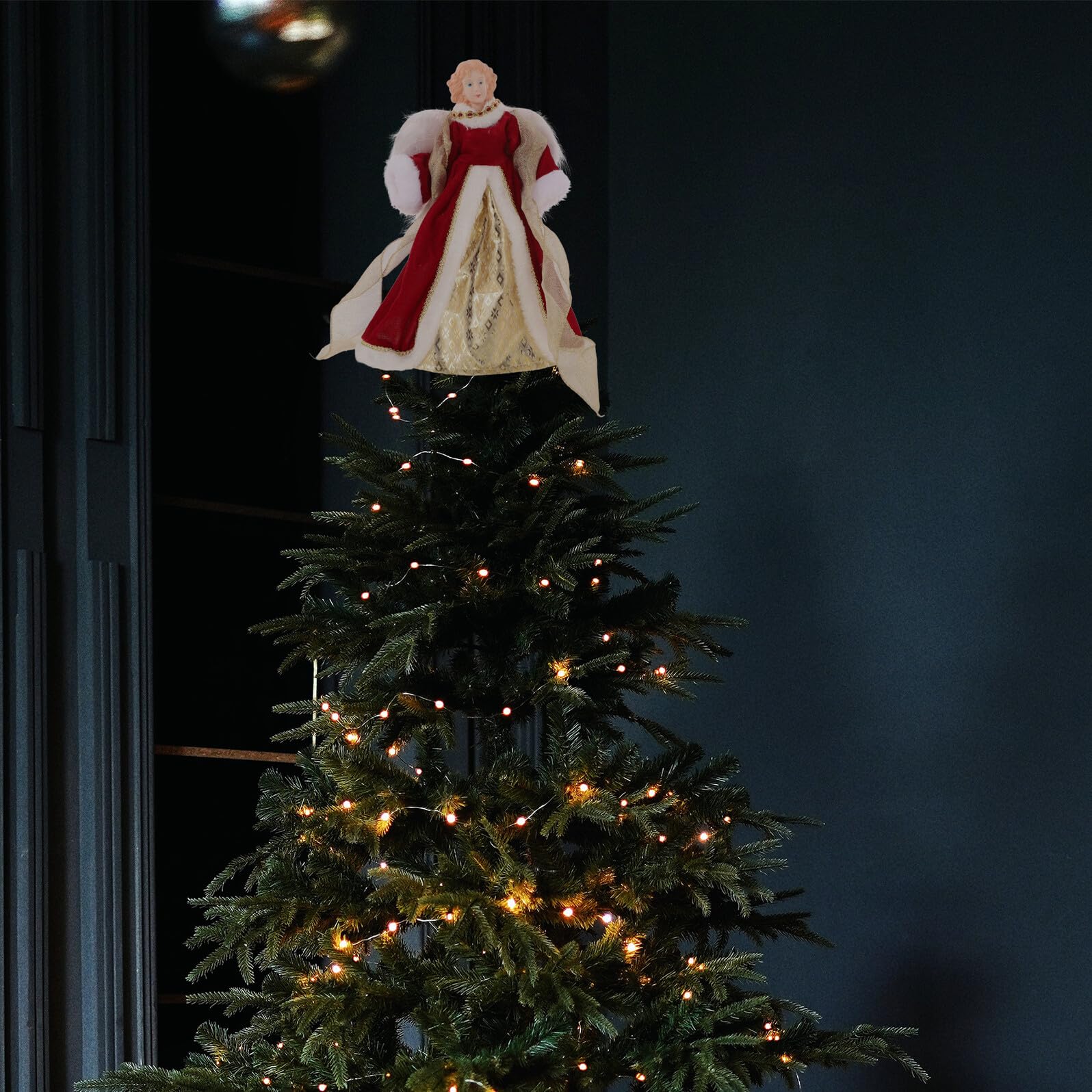 SHINEOFI Adorno para Punta de Árbol de Navidad Ángel Alas de Felpa Decoración Navideña Creativa Detalle para Fiestas y Decoración de Mesa