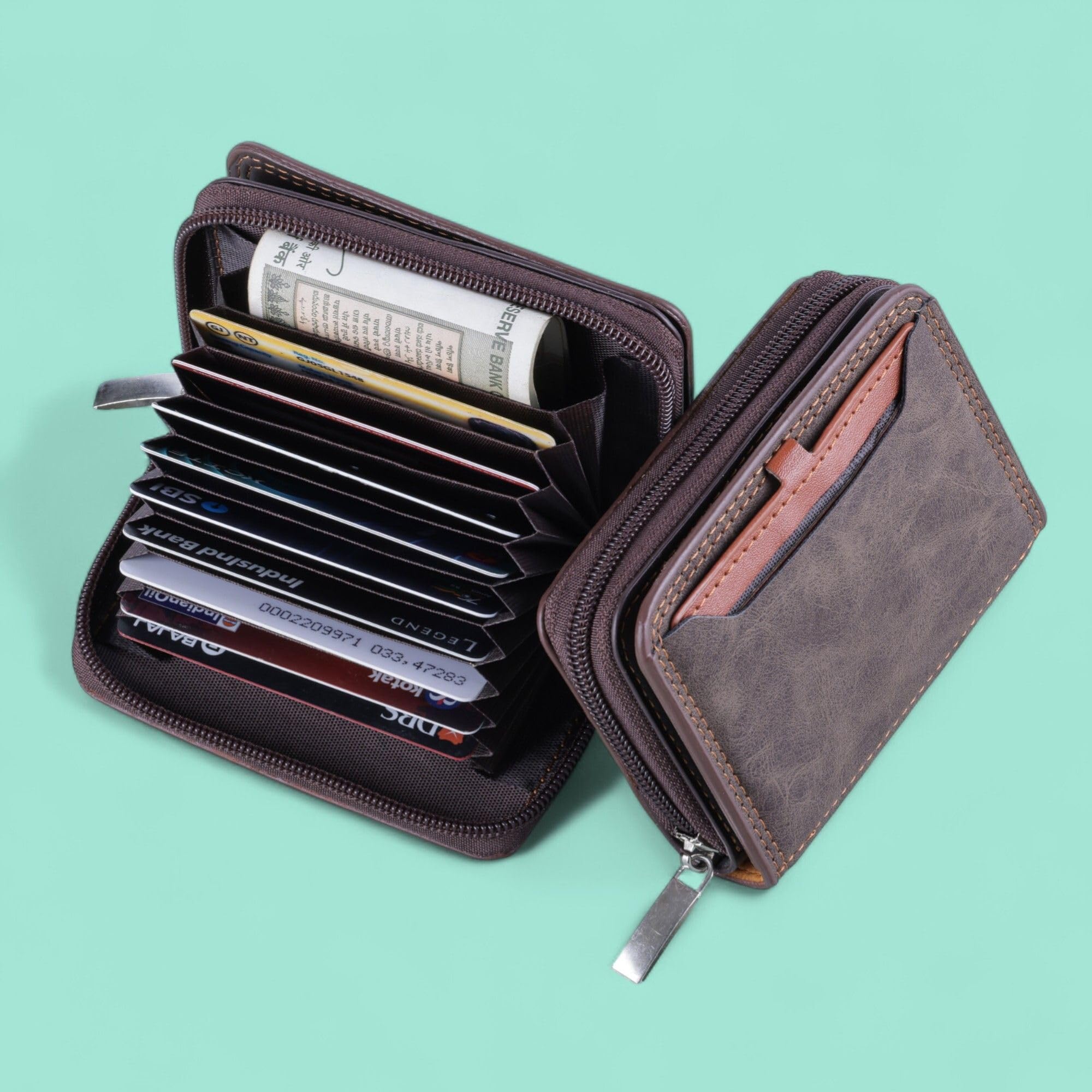 Slim Skinny Fit Card Wallet for Men and Women (Type-C-Dark Brown Card an)-picture-50