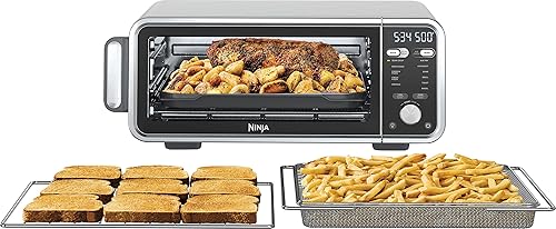 Ninja FT301 - Horno tostador de convección 11 en 1 de doble calor con altura extendida, capacidad XL, capacidad abatible y lejos para espacio de