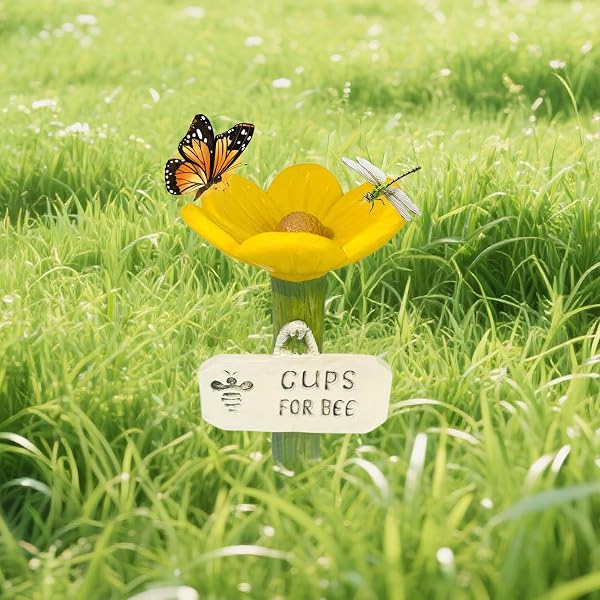 Butterfly Watering Station, Flower Shaped Bee Feeder Drinking Cups, Thirsty Pollinators Feeder, Butterfly Cups for Patio, Pathway, Lawn, Driveway, Farm, Garden Decor - 4